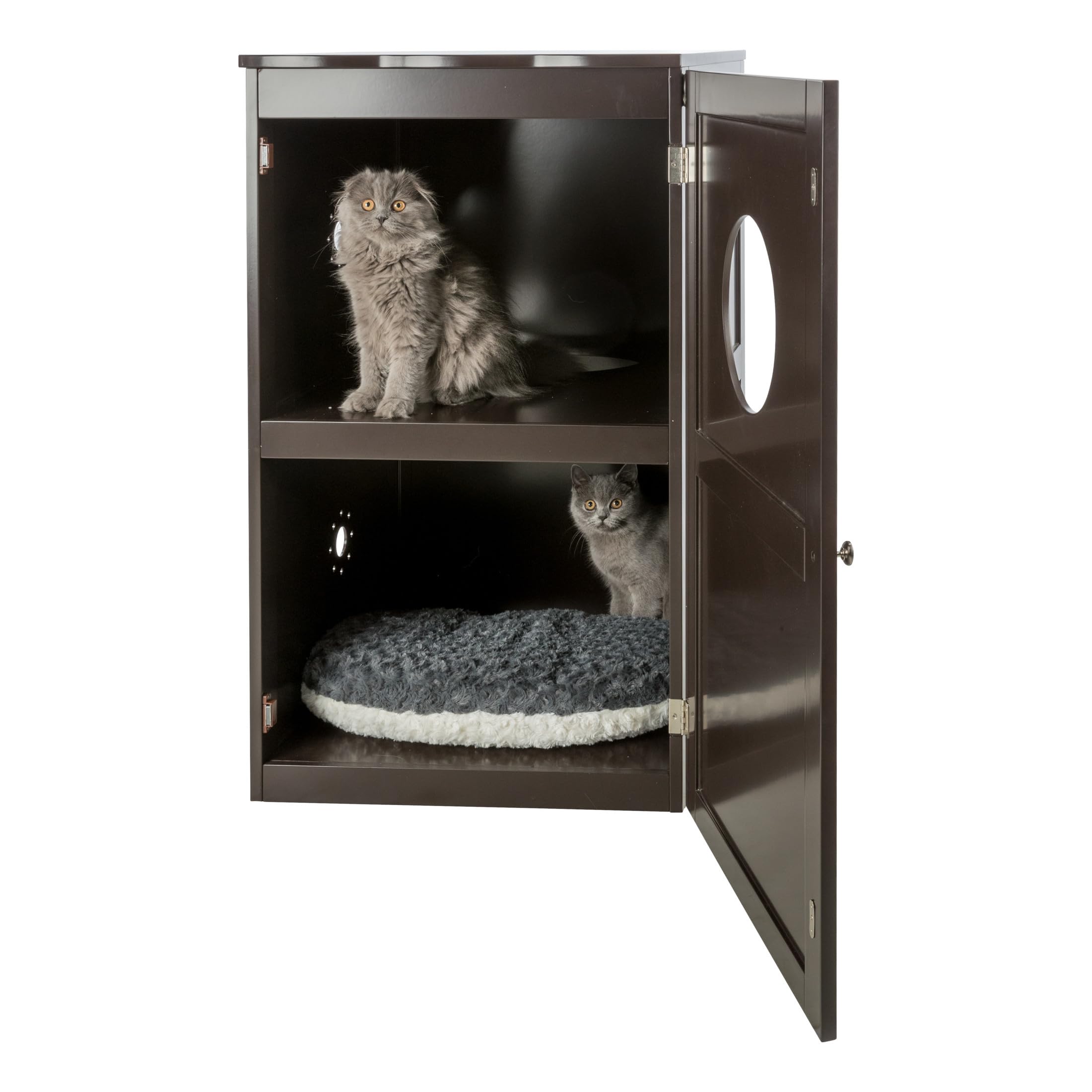 Trixie 2-Story Furniture Style Litter Box Enclosure And Pet Home, Hidden Cat Litter Box, Espresso Brown