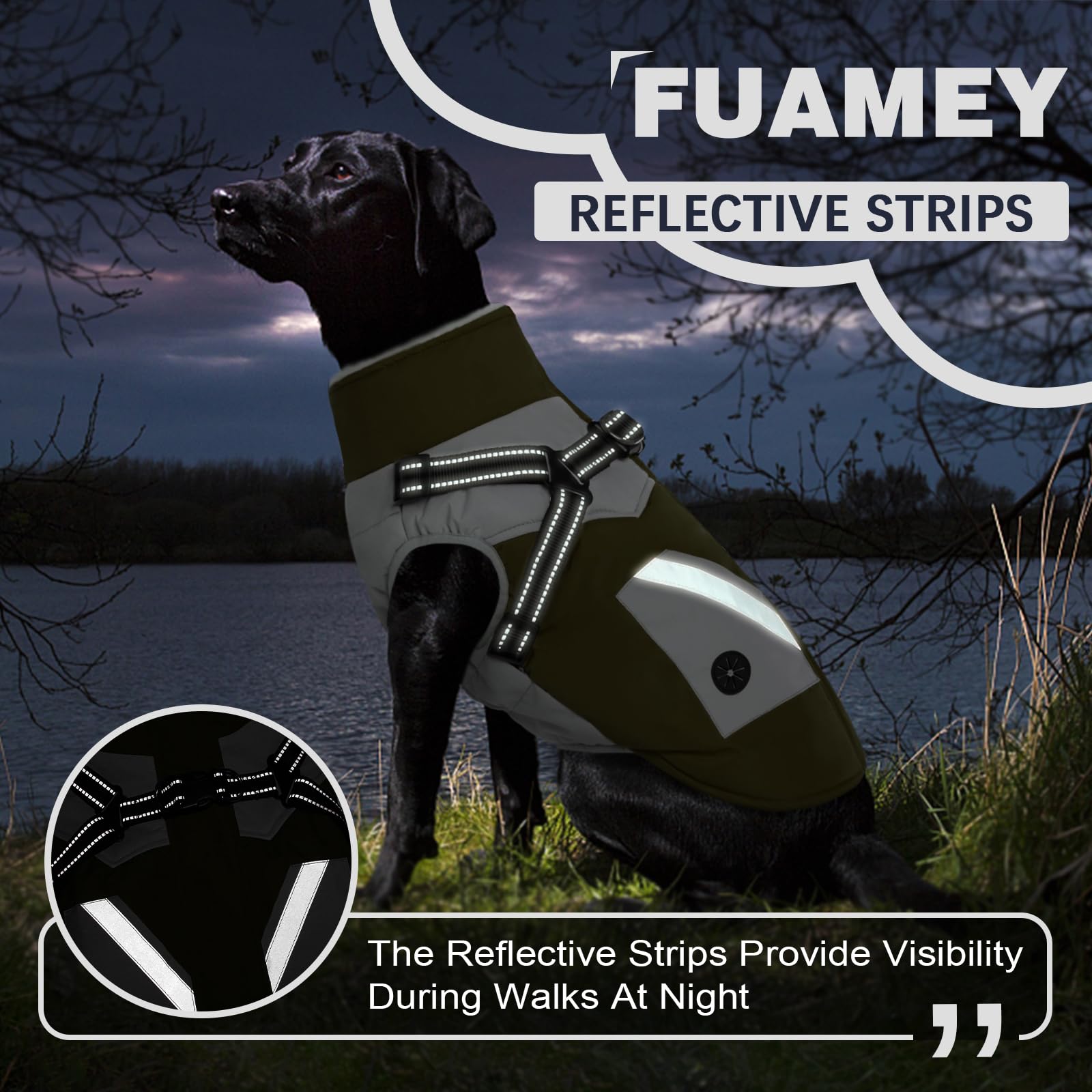 Fuamey Dog Jacket - Waterproof & Reflective Winter Coat With Built-In Harness & Zipper - Extra Large Green Xxxl With Poop Bag Po