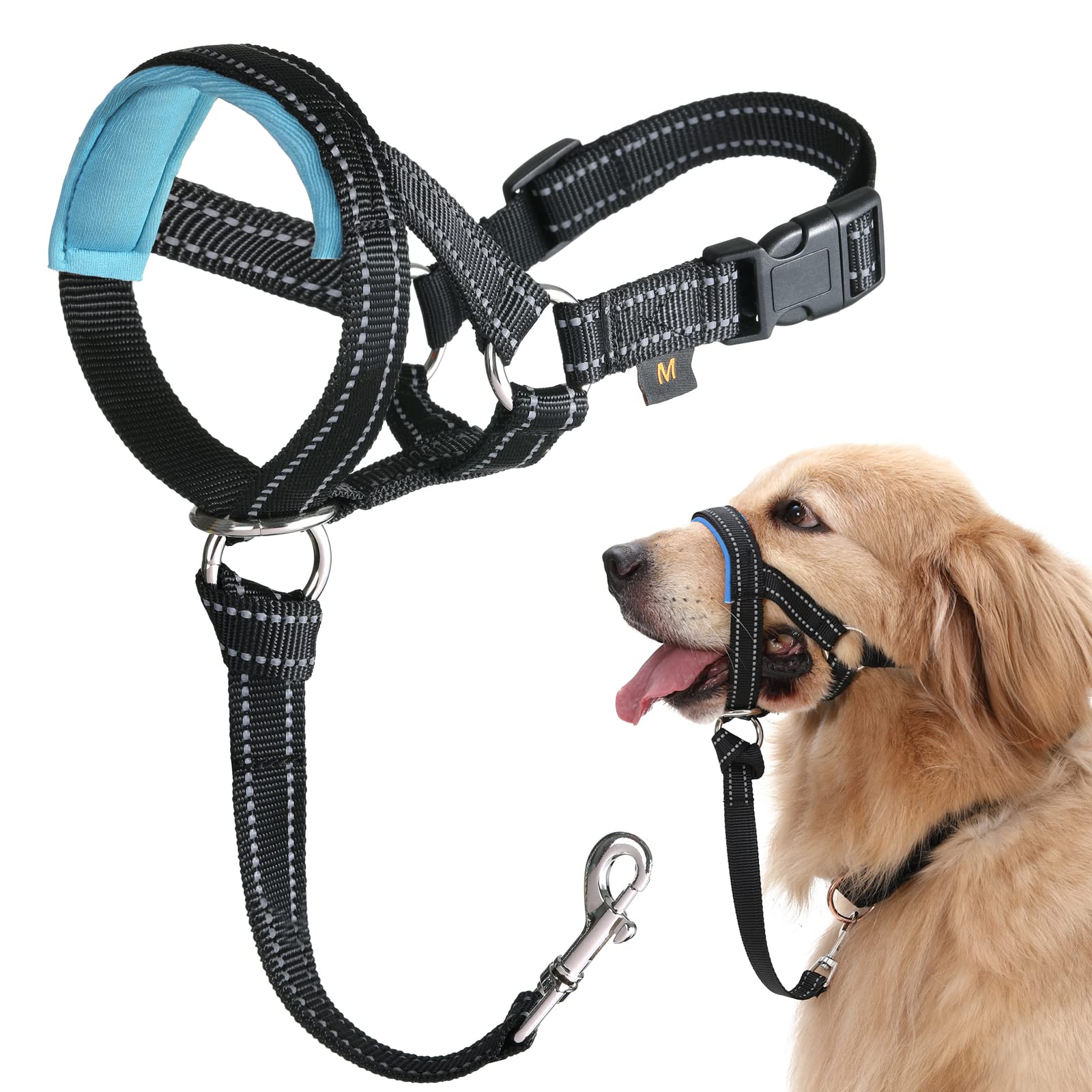 Barkless Dog Head Collar, No Pull Head Halter With Soft Padding, Reflective Soft Padded Snout Harness For Medium Dogs, Beagle