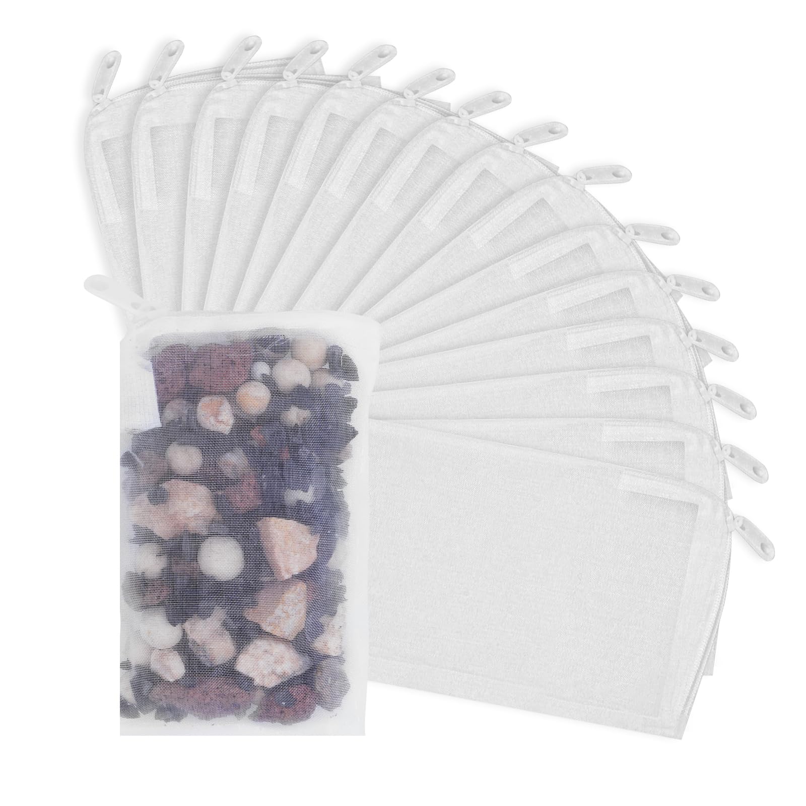 Myfatboss 15Pcs Media Bags For Aquarium, Extra Fine Mesh Bag Reusable Nylon Net Aquarium Filter Bags With Plastic Zipper For Ext