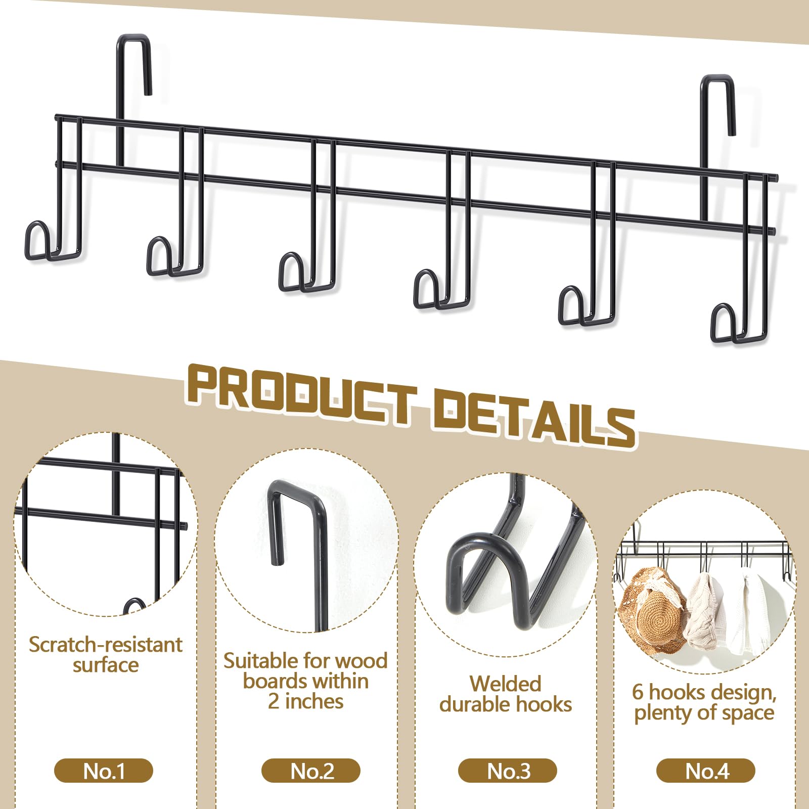 Yaocom 2 Pcs 6 Hook Horse Bridle Hooks Metal Black Tack Bridle Rack with Hangers Room Portable Holder Wall Mount for Horse Halte
