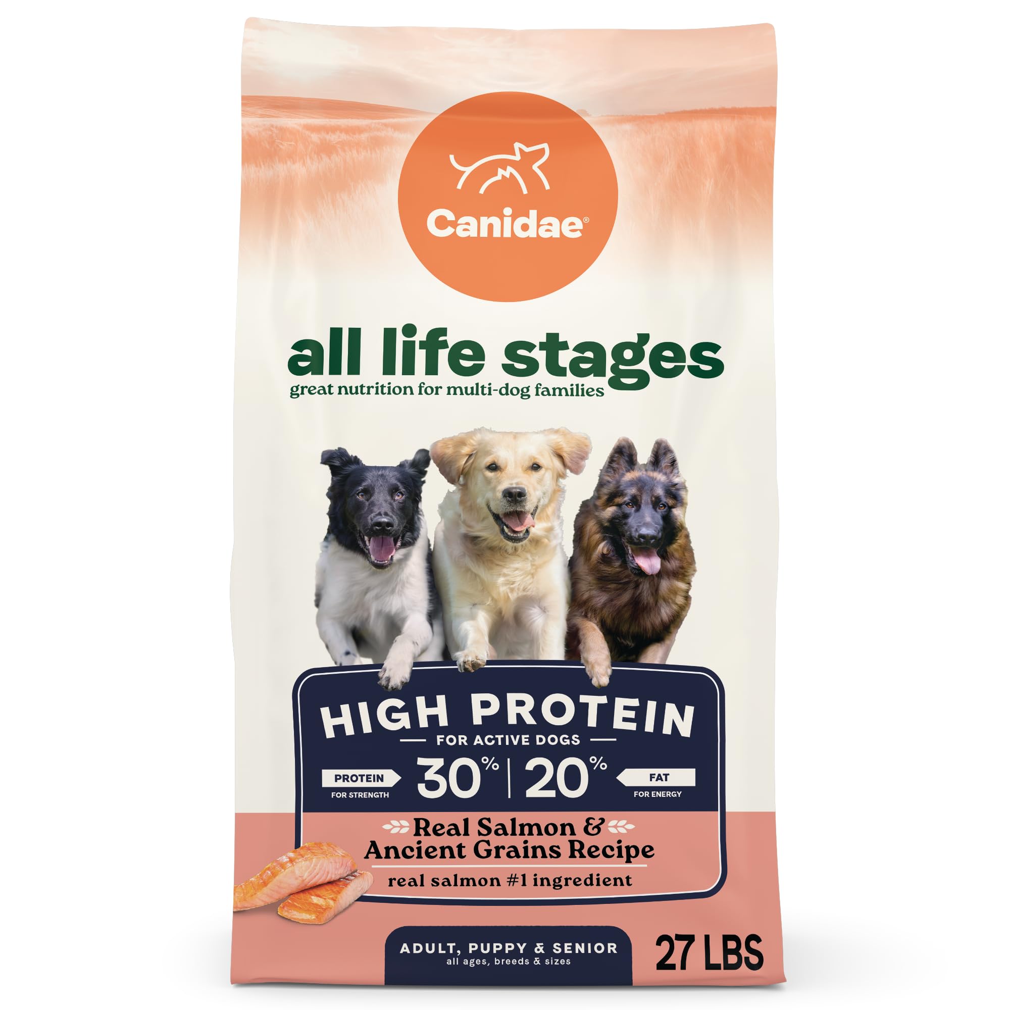 Canidae All Life Stages High Protein Dry Dog Food, Salmon & Ancient Grains Recipe, 27 lbs.