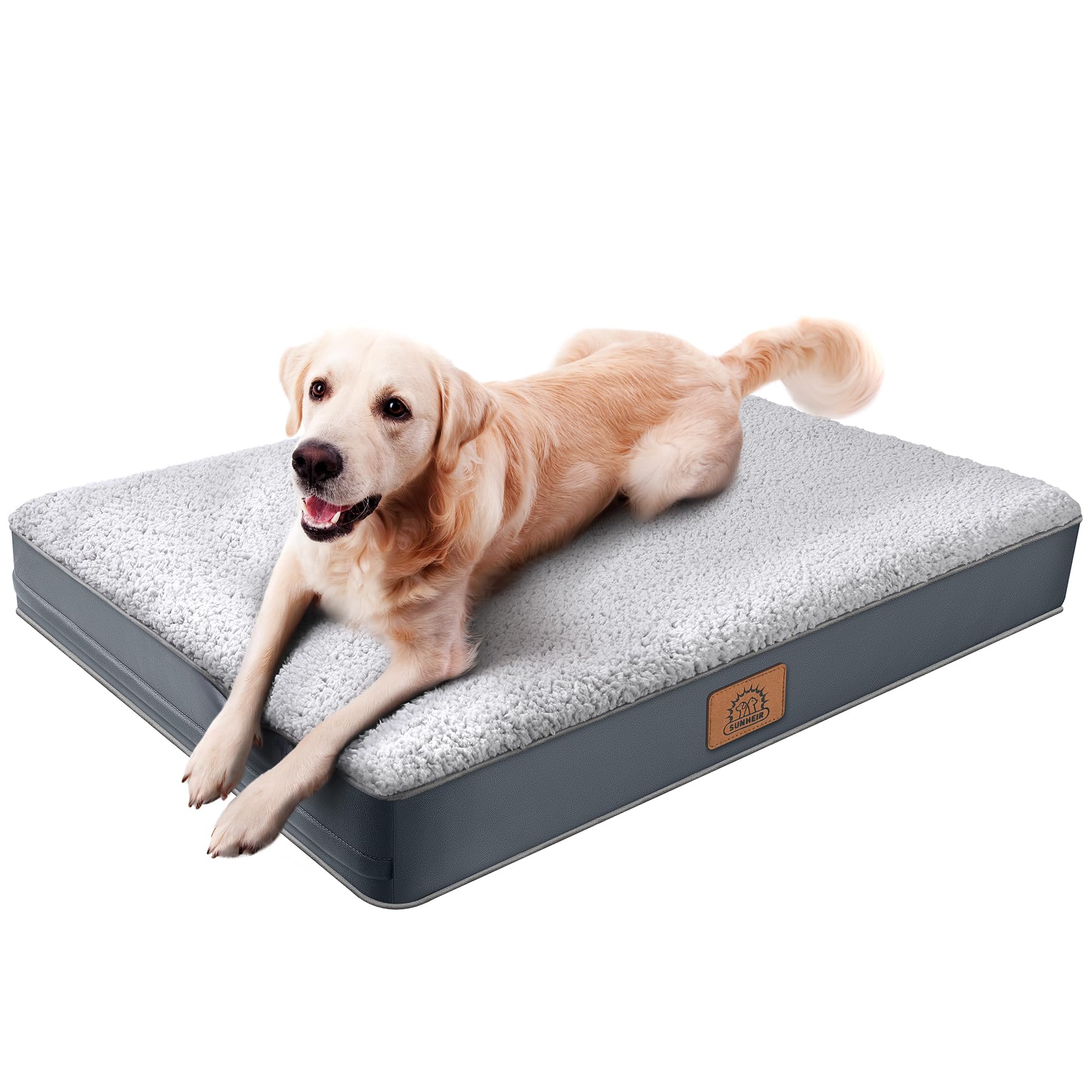 Extra Large Dog Bed Waterproof Dog Bed, Jumbo Orthopedic Dog Beds With Removable Washable Cover For Large Dogs, Pet Bed Mat Egg-Crate Foam, 54'X42'X4', Grey