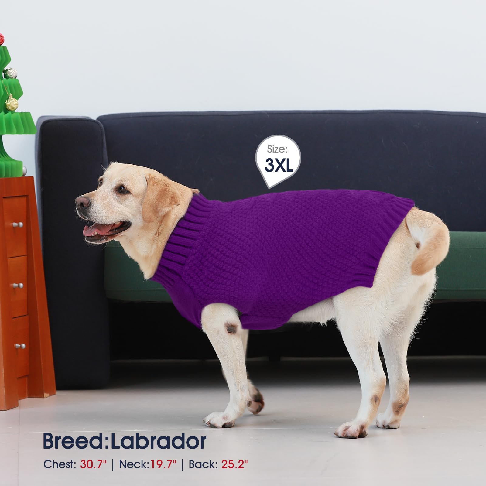 Iecoii Dog Sweater - Warm Sleeveless Pullover For Large Dogs, Purple - Winter & Fall Coat For French Bulldog
