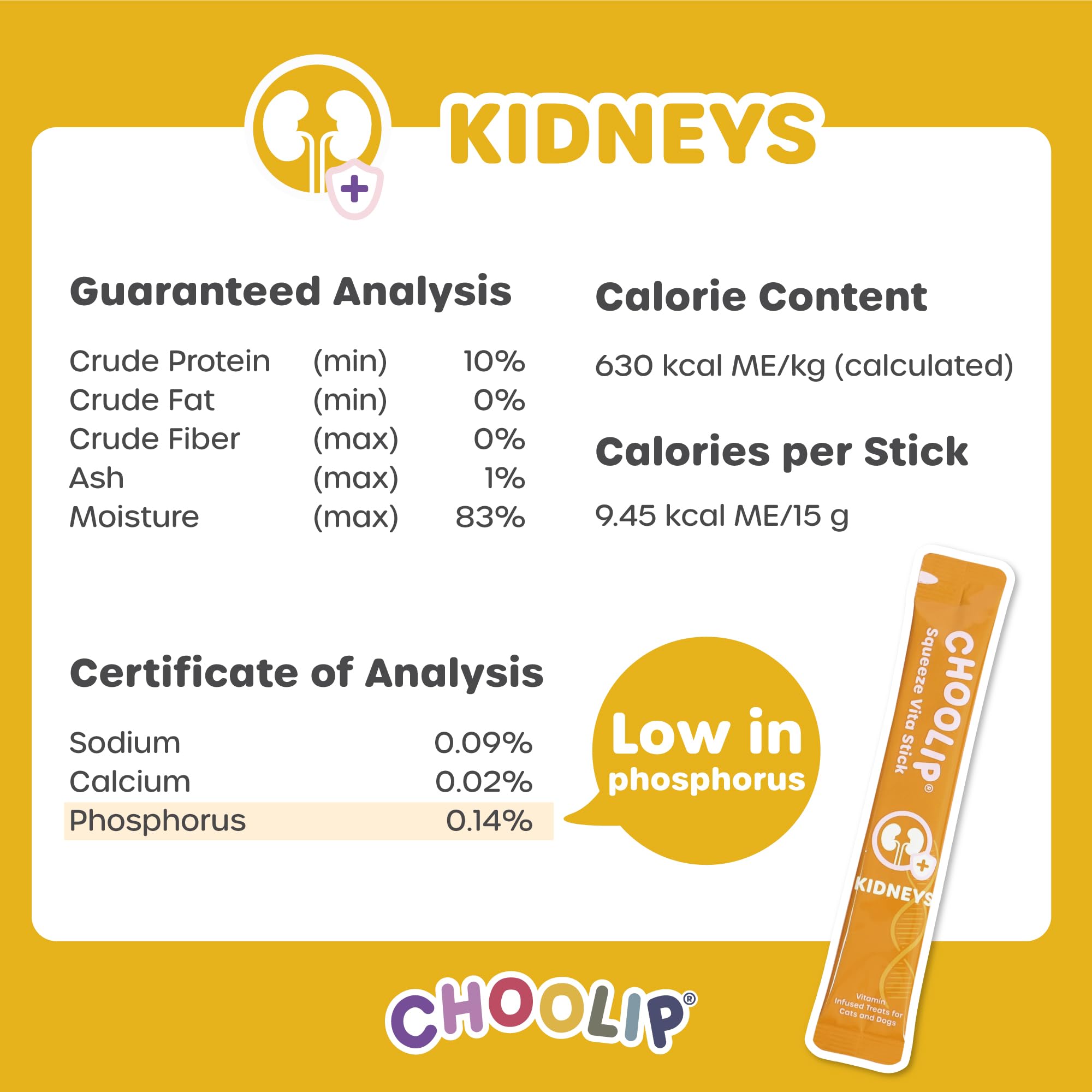 Choolip Grab & Go Squeeze Vita Stick Lickable Treats for Dogs & Cats. 49 Kidney Support Sticks with Essential multivitamins. Sof