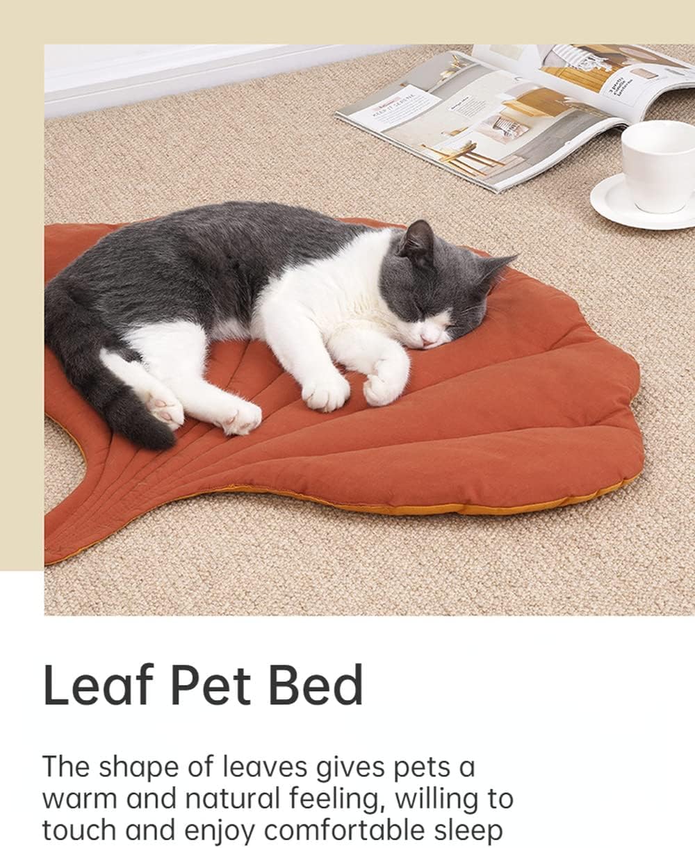 Ssdhua Cat Mattress Leaf Shape Cat Nest Cat And Dog Double-Sided Available Floor Mat Cover Pad Warm And Comfortable Cartoon Cat Bed Indoor Warm Accessories (Heart Leaves)