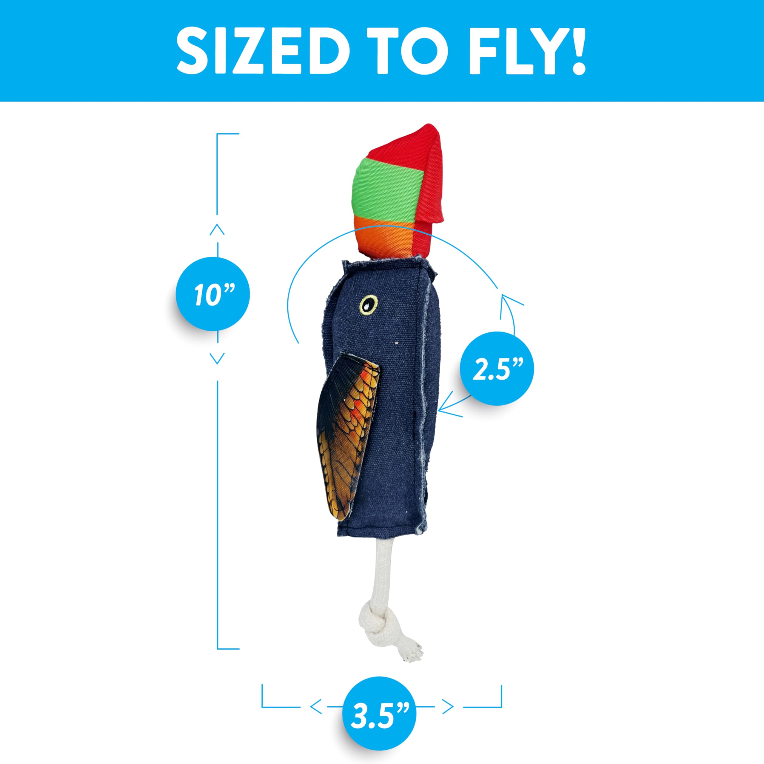 Spunky Pup Fly & Fetch Dog Toy - Durable, Floating, Interactive Bungee Launcher For Fetch And Water Play, Canvas Toucan