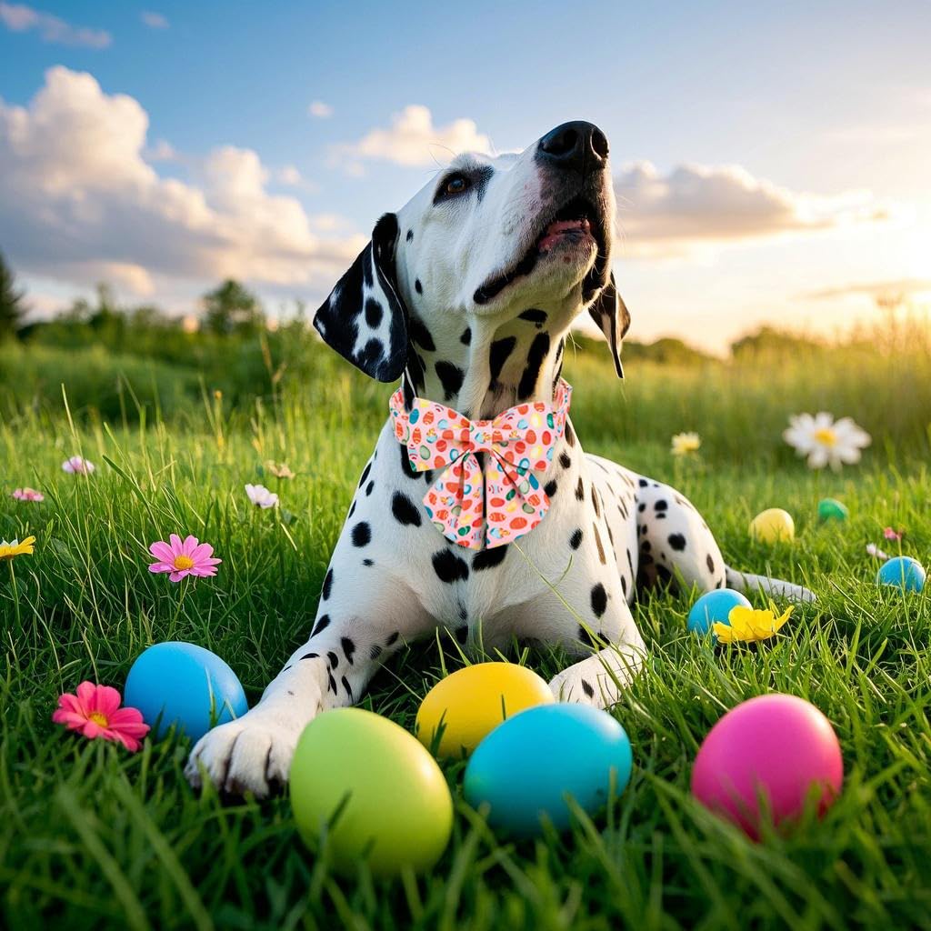 Maca Bates Easter Day Dog Collar With Bow Bowtie Easter Egg Dogs Sailor Bow Tie Collars Breakaway Soft Durable Cute Adjustable P