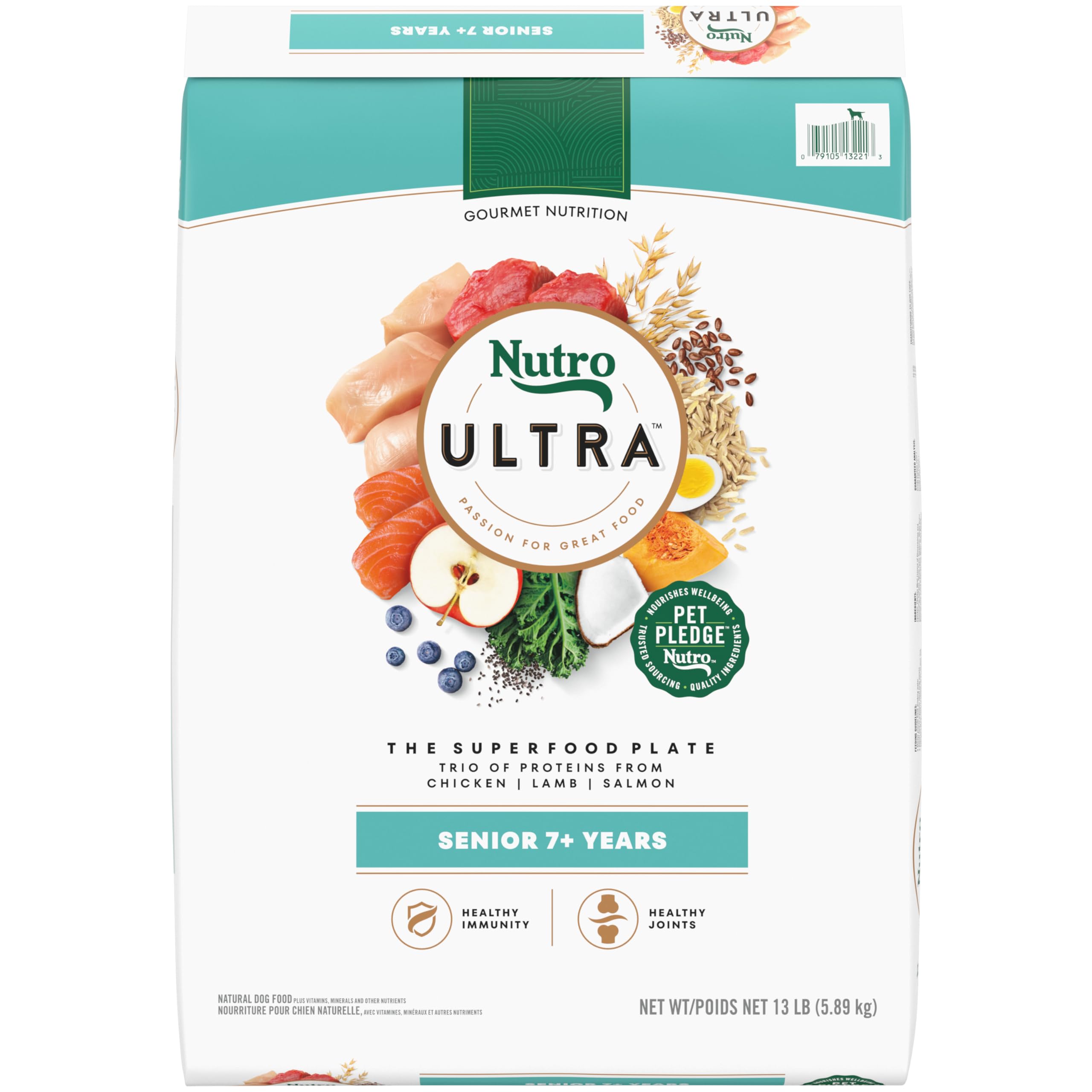 Nutro Ultra Senior Dry Dog Food with a Trio of Proteins from Chicken, Lamb and Salmon, 13 lb. Bag