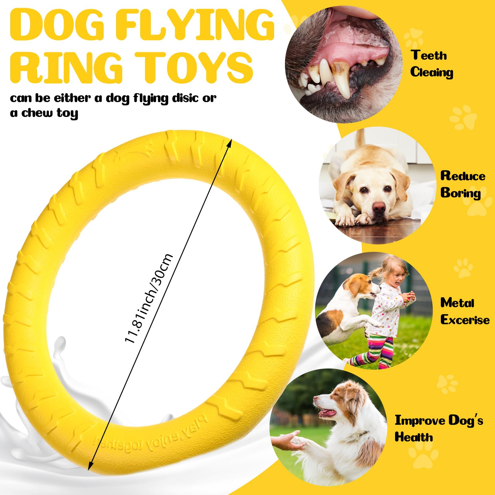 Jenaai 4 Pack Dog Toy Dog Training Ring For Outdoor Aggressive Durable Pet Chewers Fetch Toys Flying Disc Floating Puppy Ring Fo