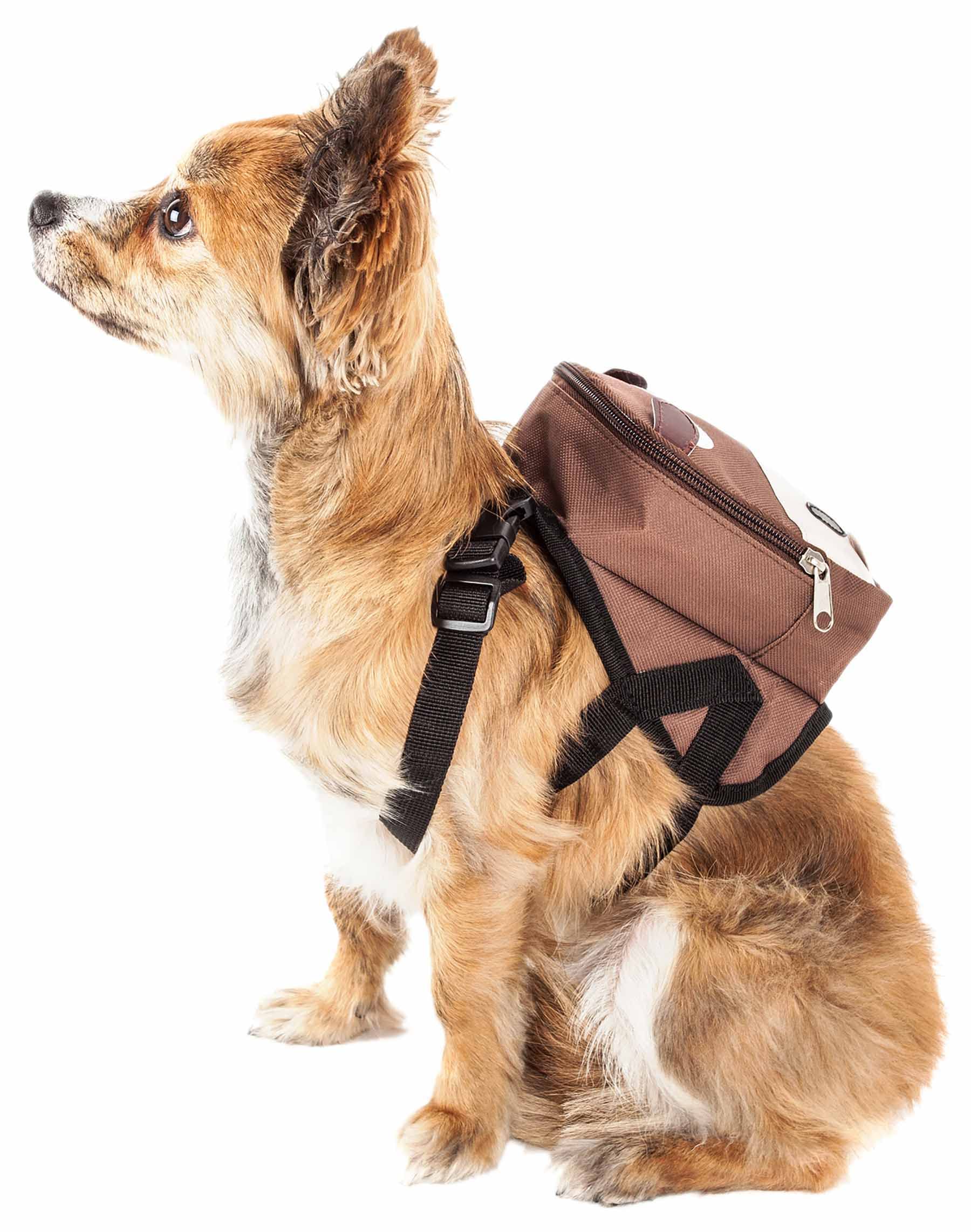 Pet Life ® 'Mooltese' Dual-Pocketed Compartmental Animated Dog Harness And Pet Backpack Carrier With Added Pouch Along The Dog Packpack