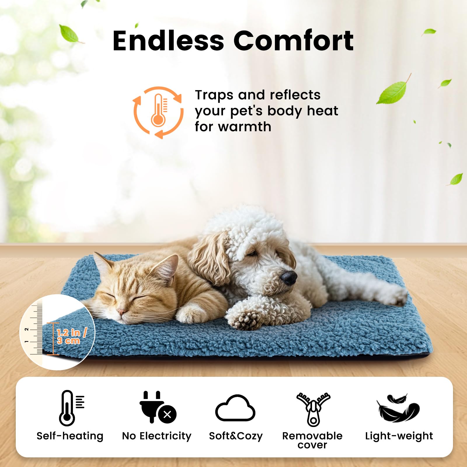 Miguel Cat Bed Self Warming Dog Bed Cat Self Heating Mat For Dog Heating Pad For Dogs House 30 X 20 Inch Thermal Dog Crate Pad,