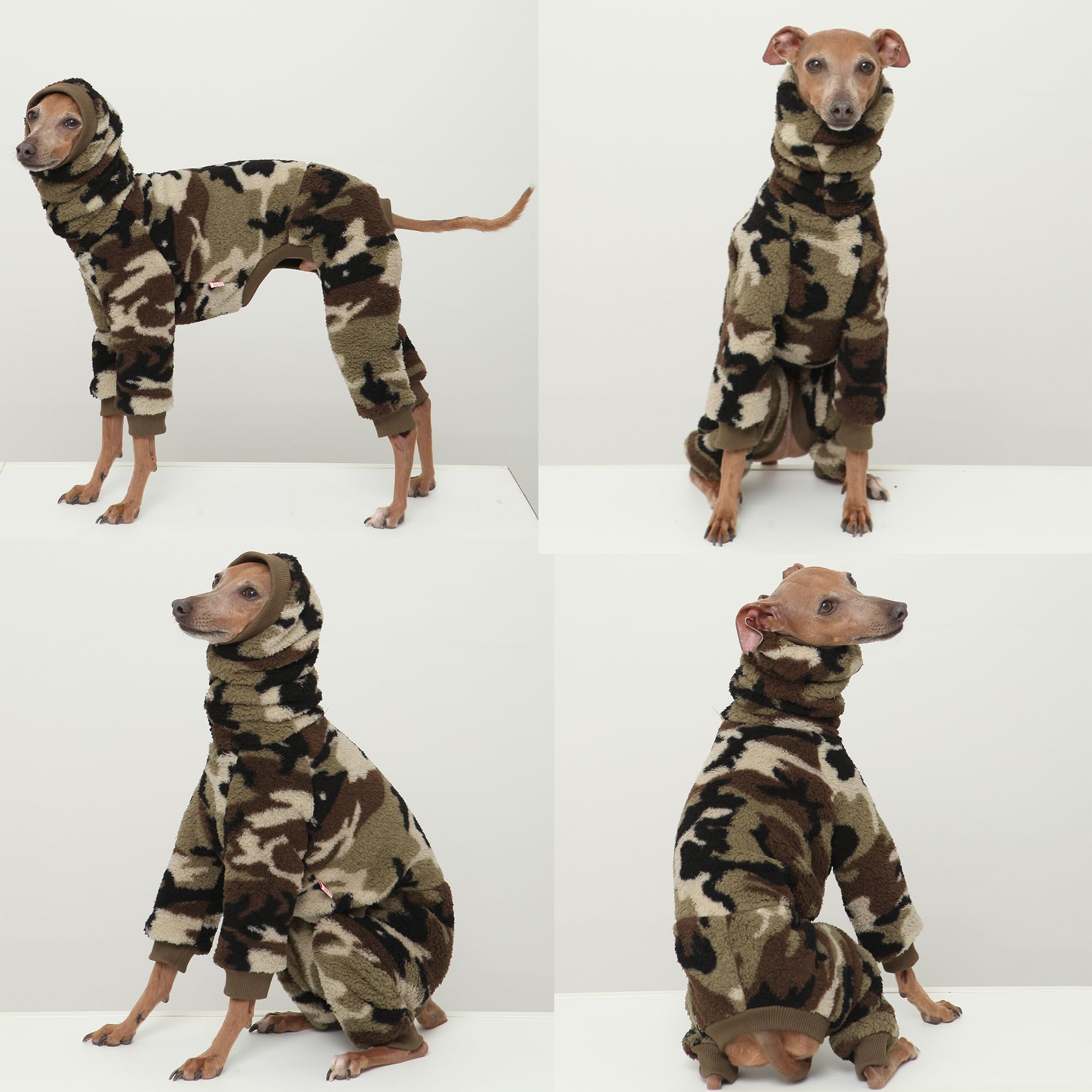 D DOGGY STAR Italian Greyhound Sweater Turtleneck Outfit Camo Warm Fleece Onesie Clothes Whippet for Dog Coat (S,FLC Green Camo)