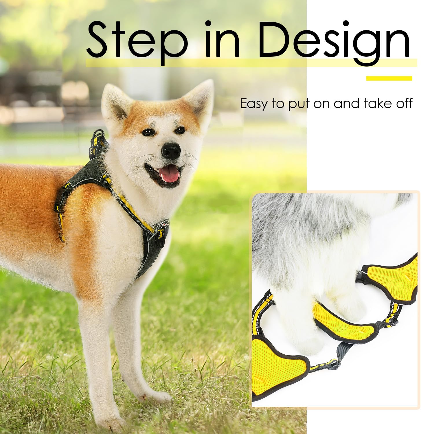 ThinkPet Step in Dog Harness for Large Dogs No Pull, Front Clip No Choke Free Escape Proof Padded Breathable Reflective Halter f