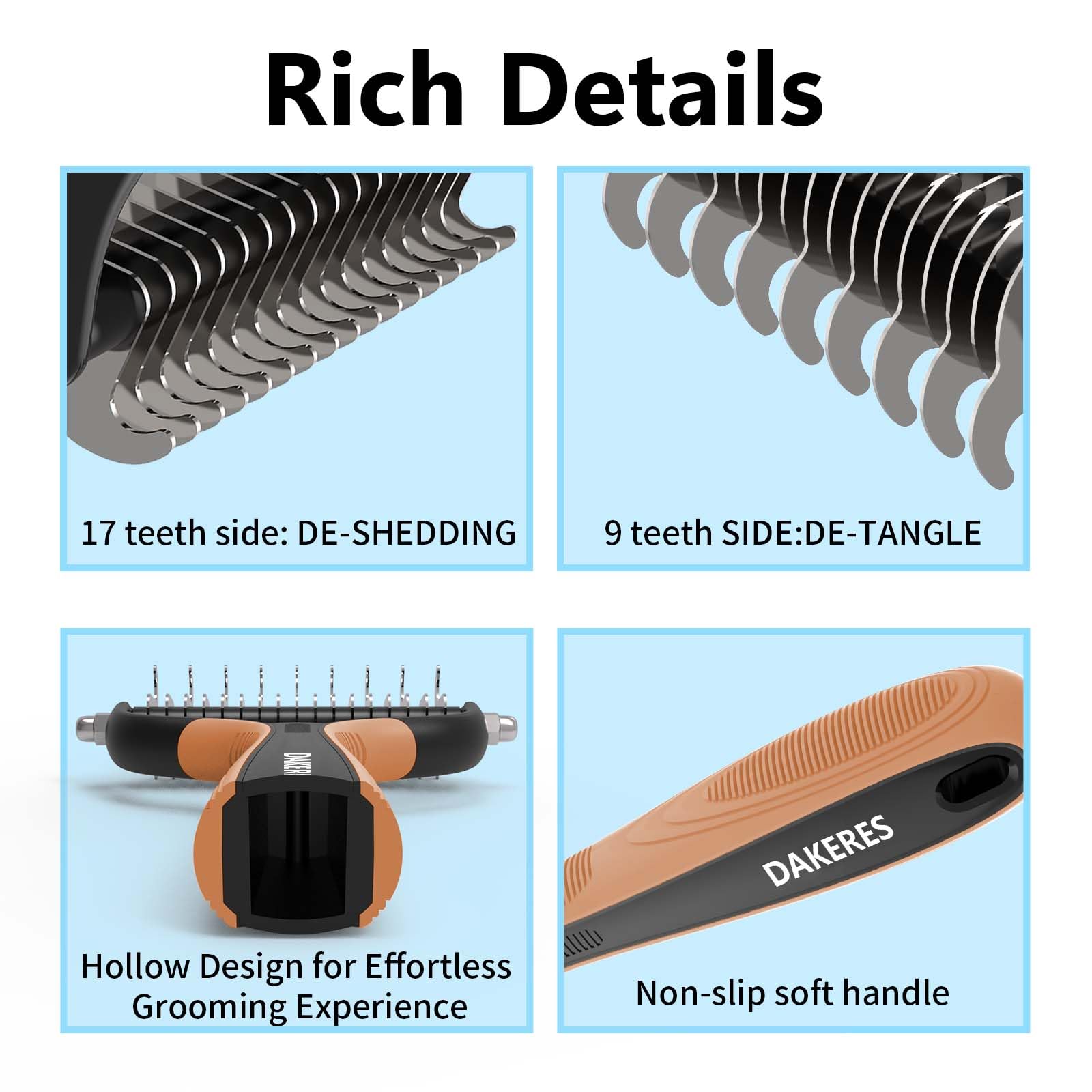 Pet Grooming Supplies - 2-In-1 Undercoat Rake And Dematting Tool For Cats/Dogs, Deshedding Brush For Long-Haired Pets, Furminato