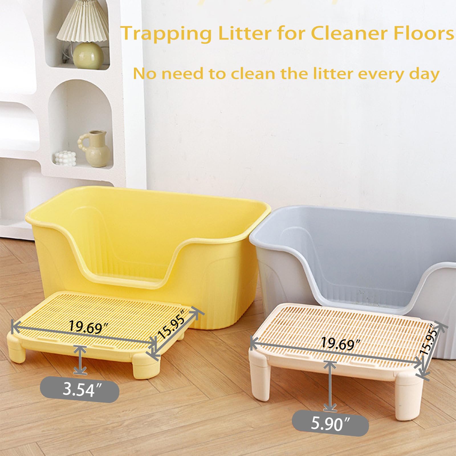 Cat Litter Mat Litter Trapping Mat,19.69''X15.95''X5.90'' Litter Box Mat,Waterproof Cat Mats For Litter Large,Easy Clean,Non-Sli