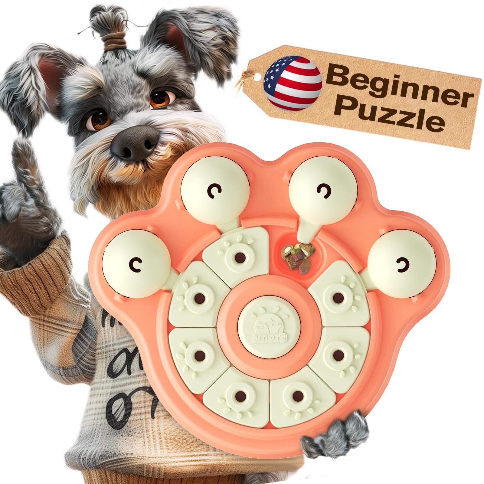 KADTC Level 1 Beginner Dog Puzzle Toy for Small/Medium/Large Dogs Treat Puzzles Slow Feeder Interactive Enrichment Food Dispense