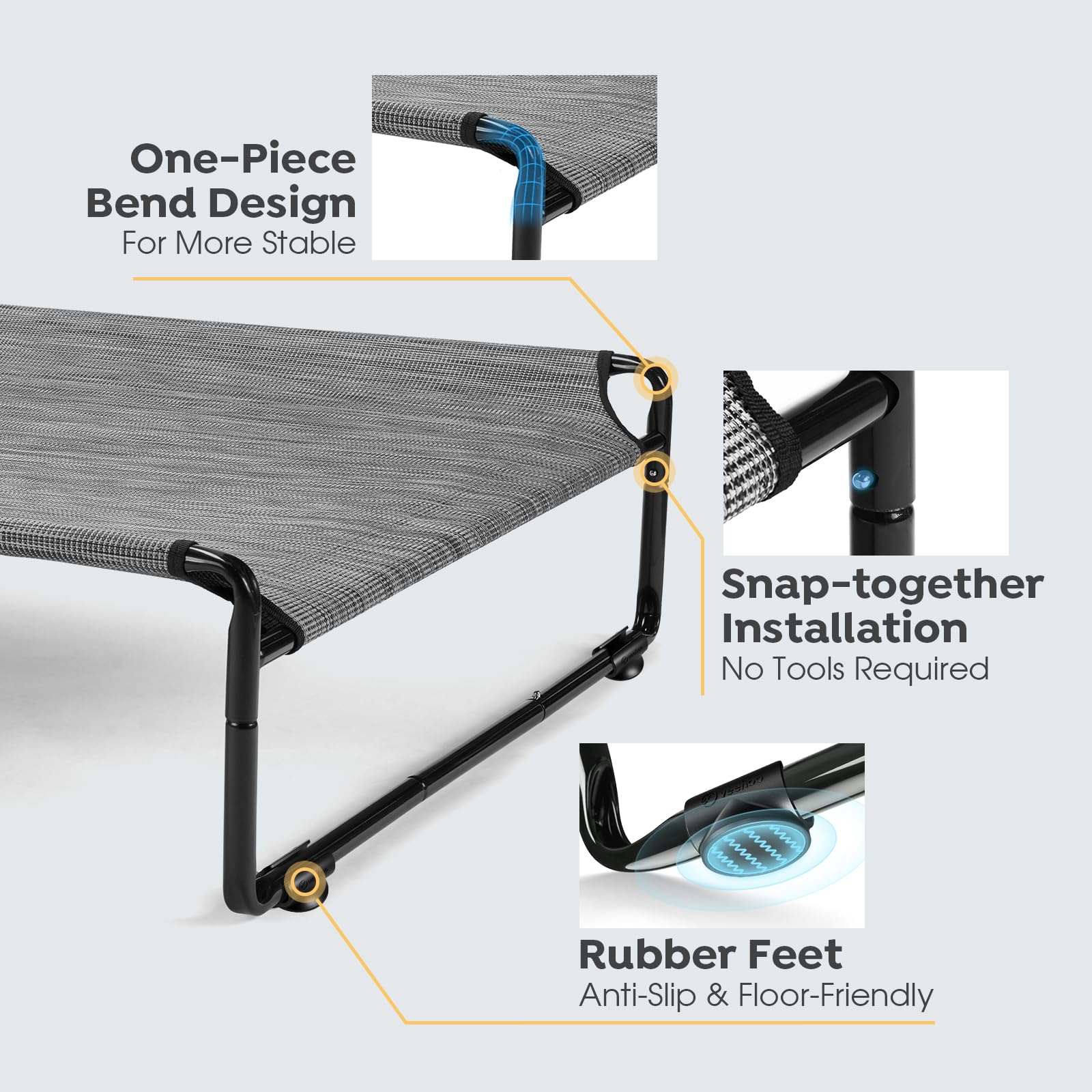 Veehoo Large Elevated Dog Bed With Flannel Dog Blanket, Outdoor Guardrail Raised Pet Cot For Extra Large Dogs, Anti-Slip Camping
