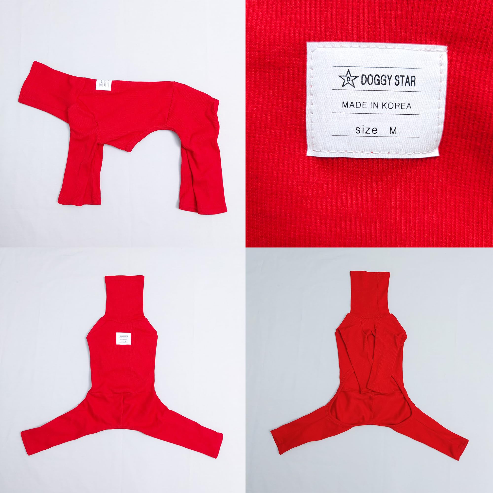 D Doggy Star Italian Greyhound Clothes Stretchable Onesie Whippet For Dog (S,Ribbed Red)