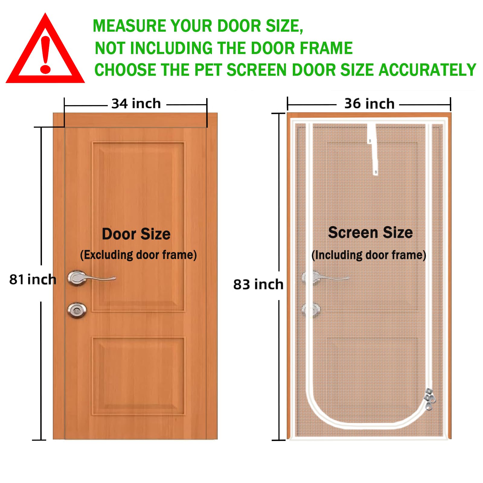 QWR Cat Screen Door - Reinforced Mesh, Zipper Closure, Fits Doors Up to 34''x81'', White, Model QWR-3321