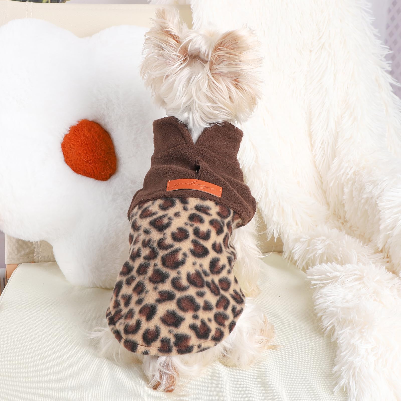 Fleece Vest Dog Sweater Leopard Dog Clothes For Small Dogs Boy Girl Warm Pullover Fleece Puppy Sweaters Winter Small Dogs Sweate