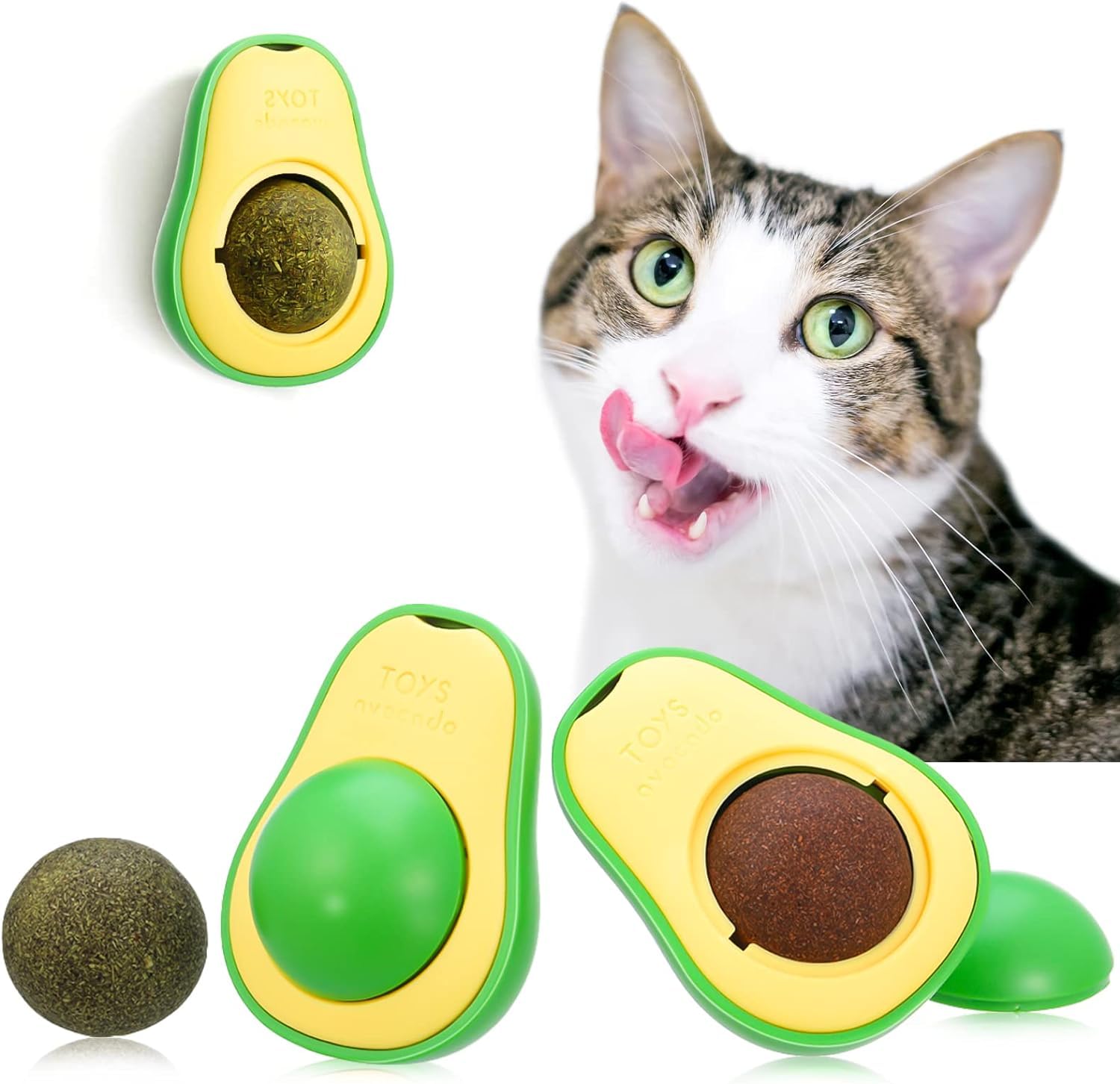 Psk Pet Mart Wall Toy Rotatable Cat Catnip Ball Avocado Mint Interactive Treat Teeth Cleaning 1 Pcs