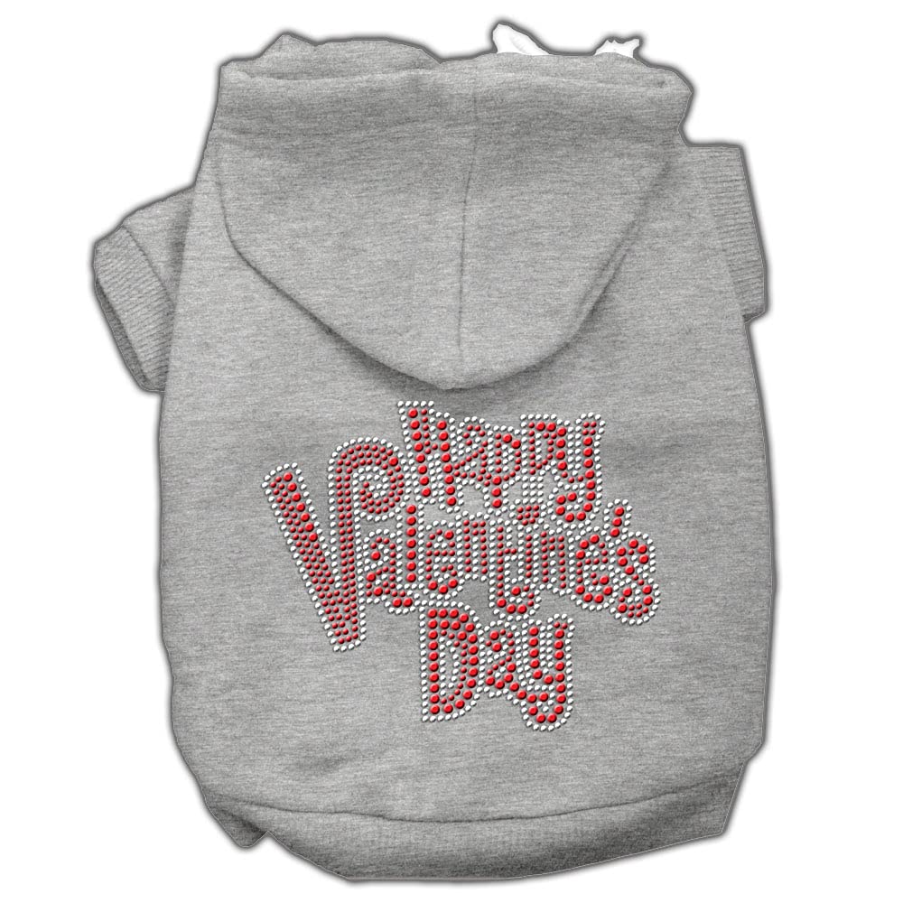 Mirage Pet Products 12" Happy Valentines Day Rhinestone Hoodies, Medium, Grey
