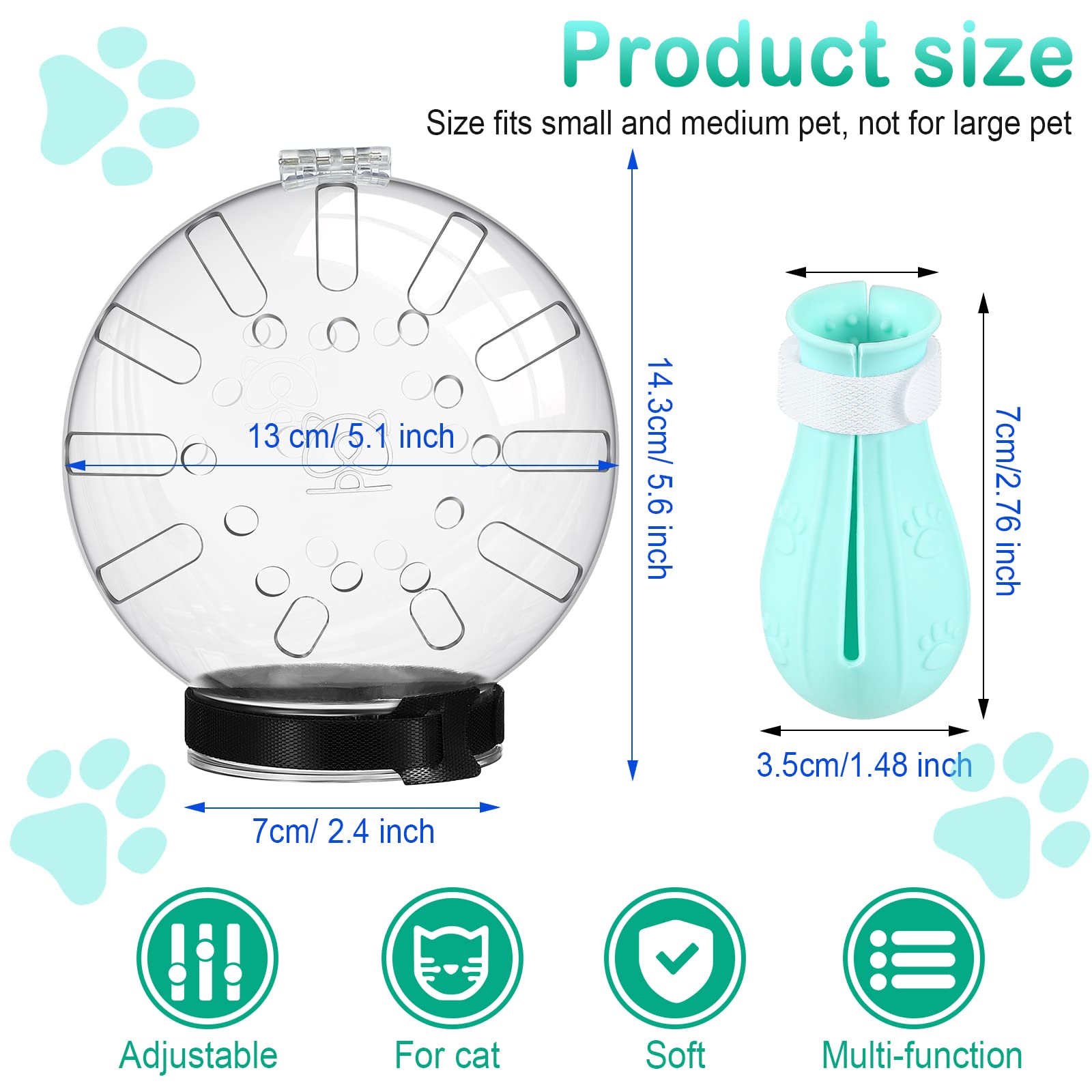 Cat Muzzle For Grooming Cat Adjustable Hood With Cat Paw Covers, Kitten Breathable Anti Bite Muzzles Anti Scratch Boots Silicone Cat Shoes Boots Cat Paw Protector For Cats Bathing Shaving (Medium)