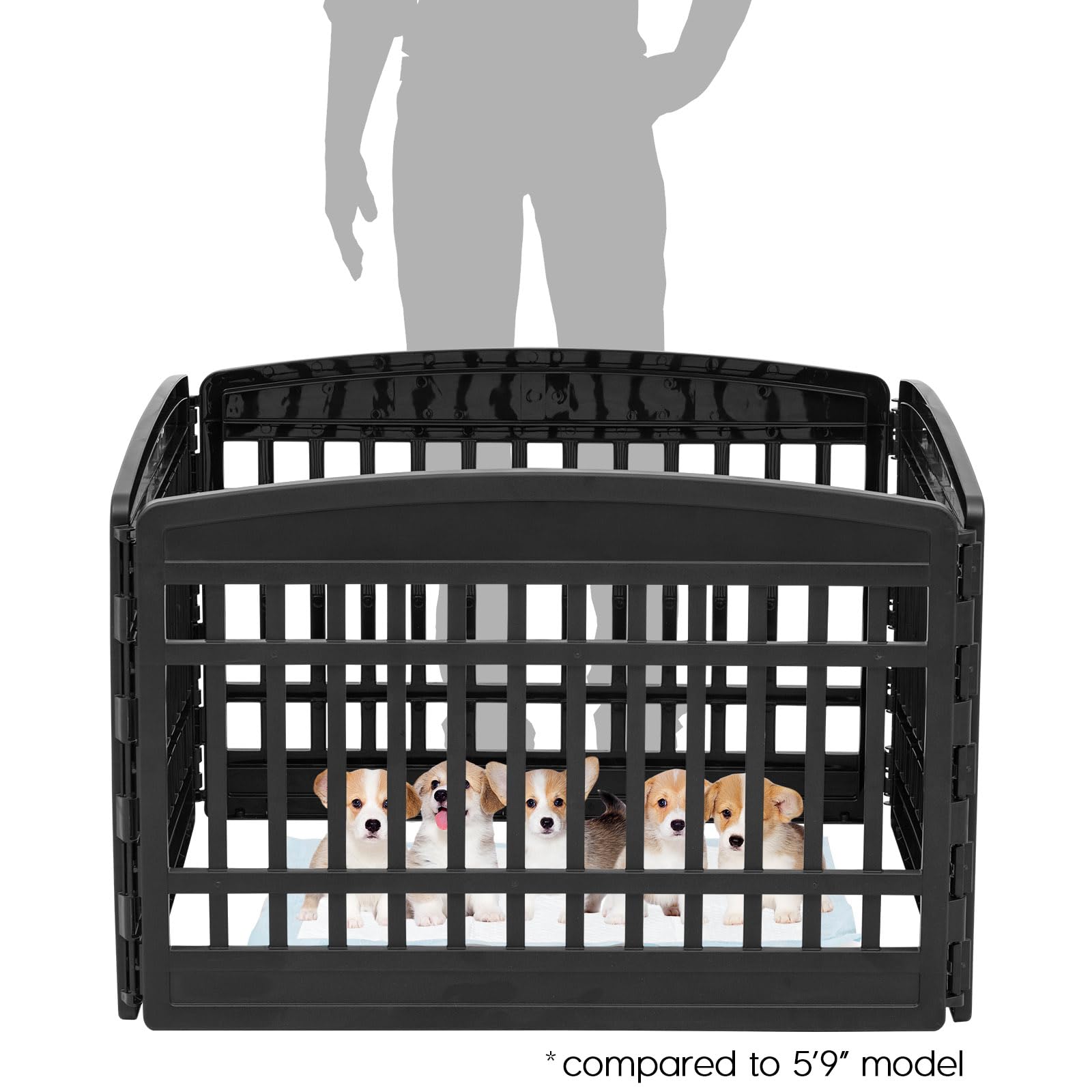 Iris Usa 24'' 4-Panel Puppy Playpen, 35 X 35 X 24, Dog Playpen, Dog Play Pen Indoors, Pet Fence, Small Pets, Black