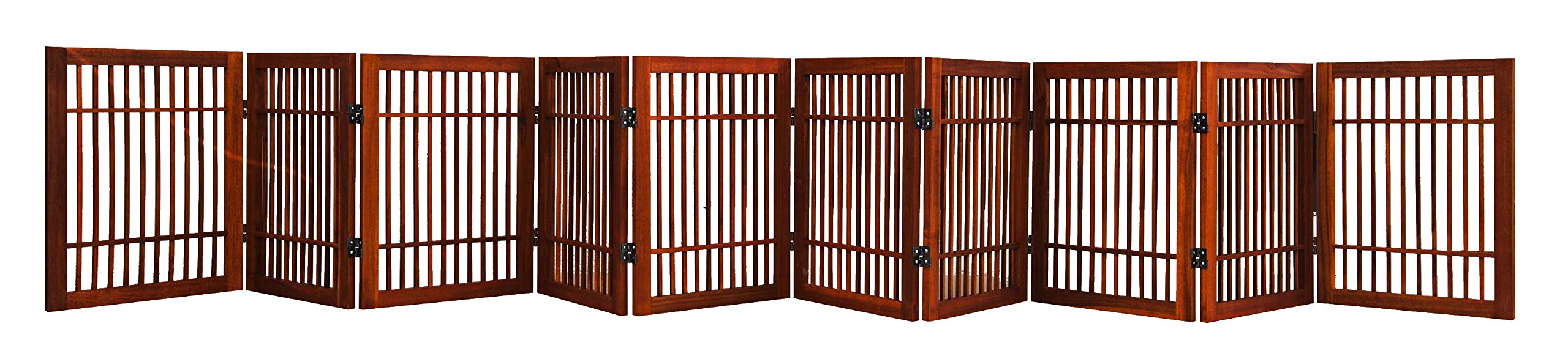 Urnporium Pet Dog Gate Strong and Durable Freestanding Folding Acacia Hardwood Portable Wooden Fence Indoors or Outdoors Foldabl