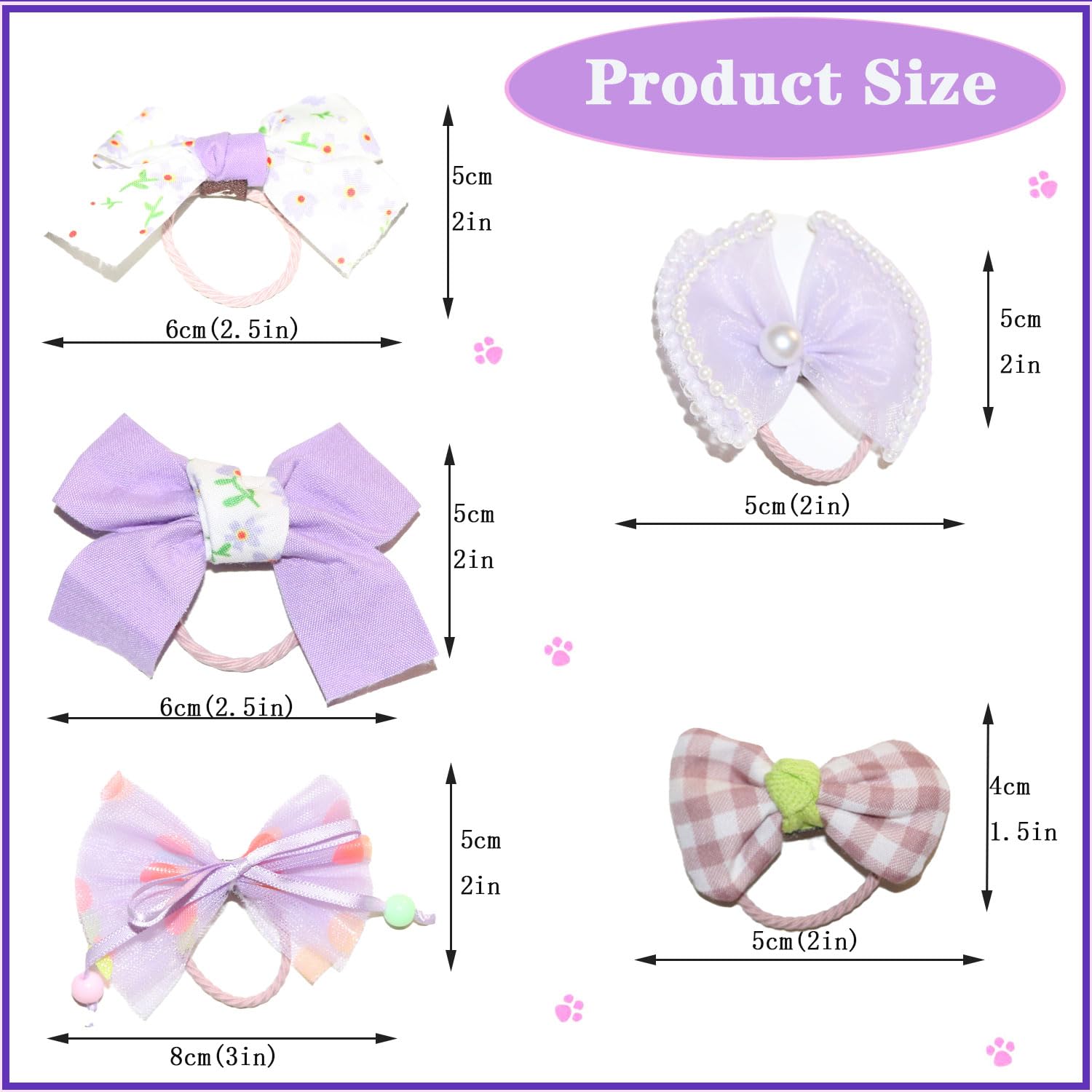 Zaabaazina 20Pcs Purple Dog Hair Bows For Small Dogs - Yorkie Puppy Hair Accessories With Rubber Bands, Cute Bowknot Hair Clips