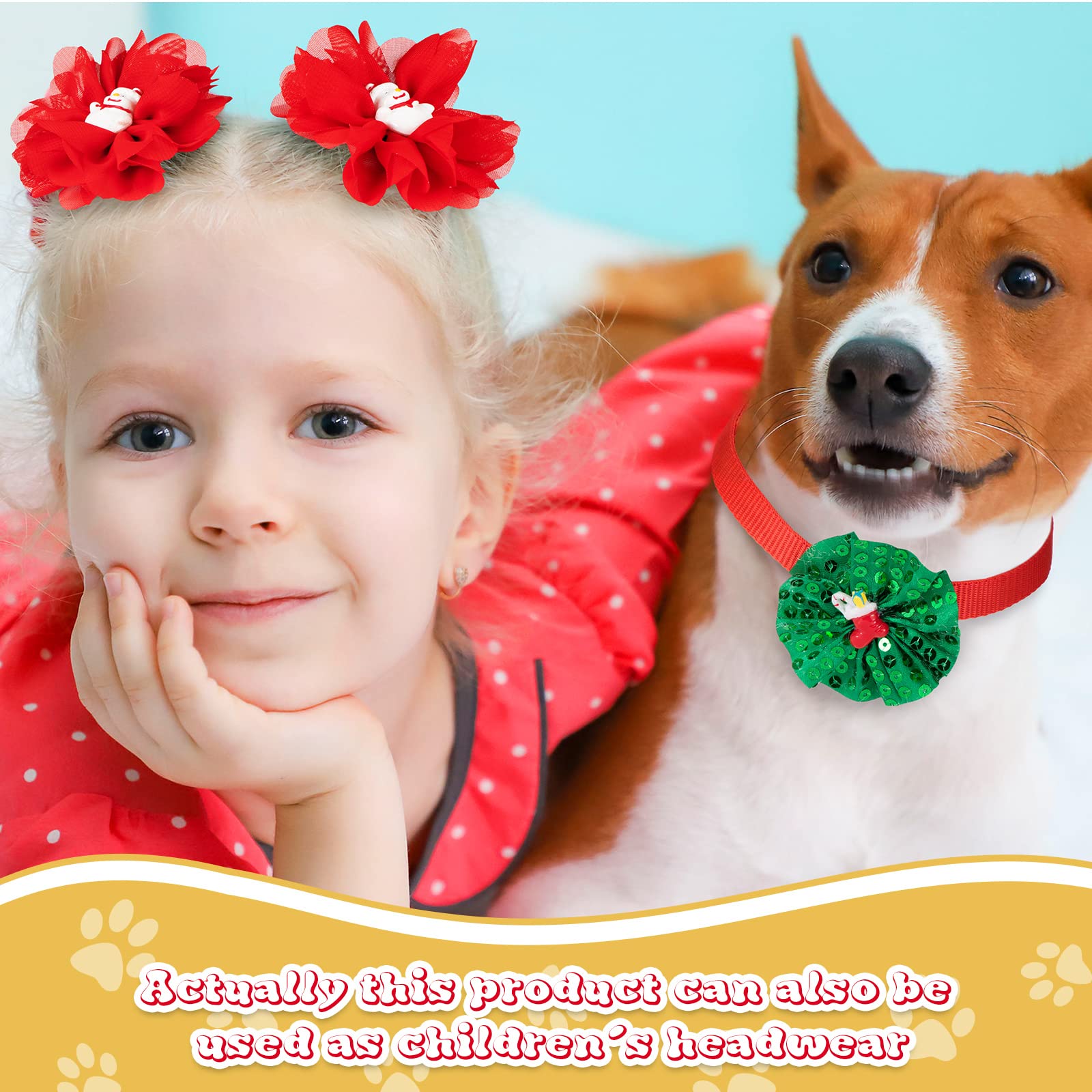 Frienda 8 Piece Dog Bow Tie Collar Flower Attachment Bows & Charms - Thanksgiving & Christmas Style for Small to Medium Dogs & C