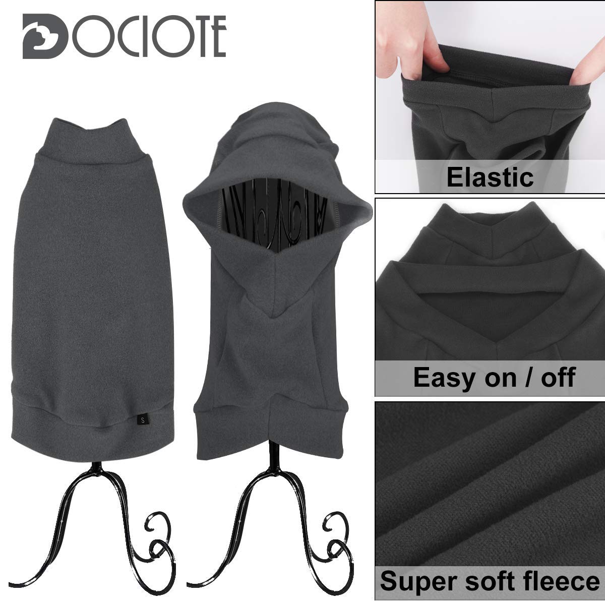 Small Dogs Fleece Dog Sweatshirt - Cold Weather Hoodies Spring Soft Vest Thickening Warm Cat Sweater Puppy Clothes Sweater Winter Sweatshirt Pet Pajamas For Small Dog Cat Puppy (Small, Dark Grey)