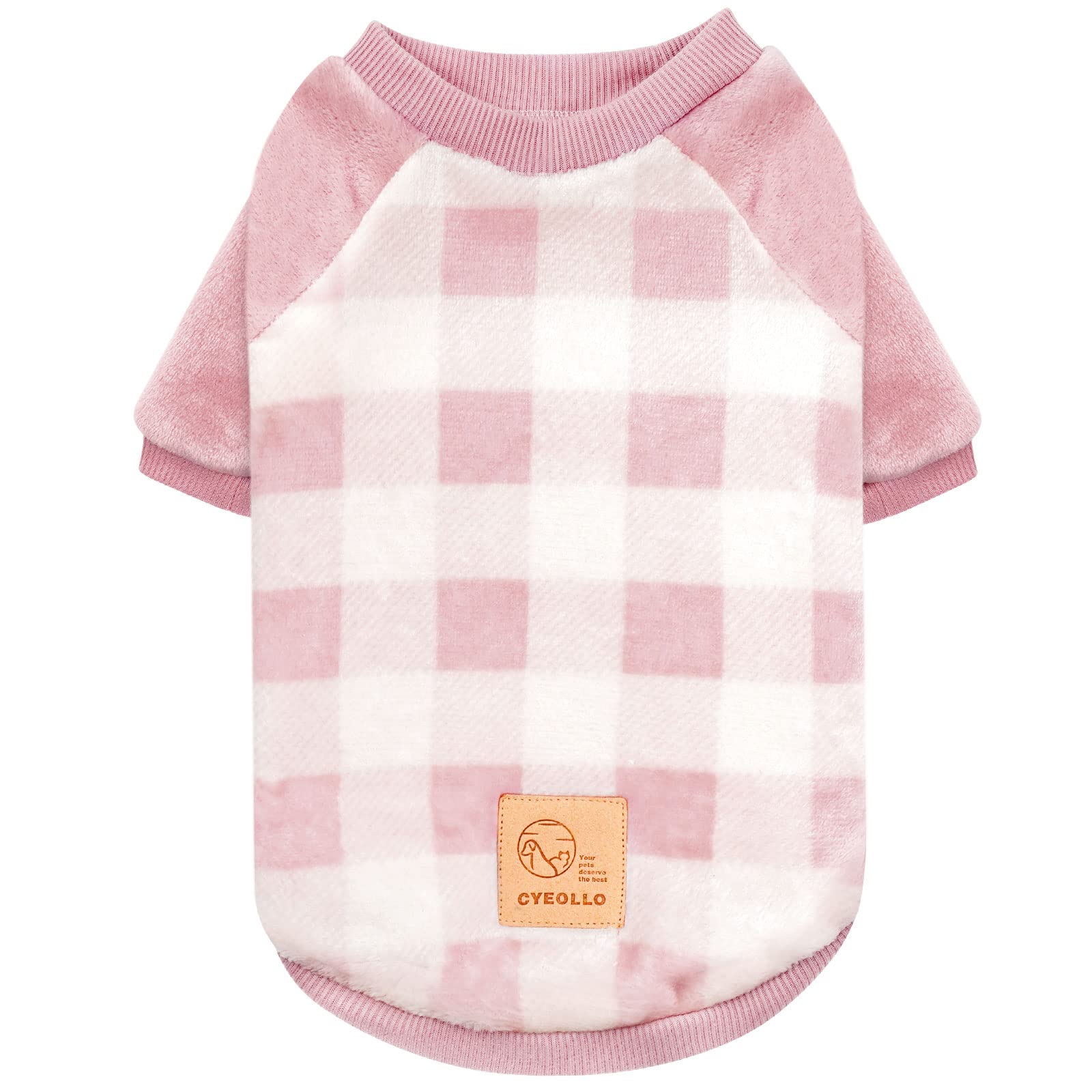 Cyeollo Winter Sweater Coat - Flannel Buffalo Plaid Warm Clothes For Small Dogs Size L