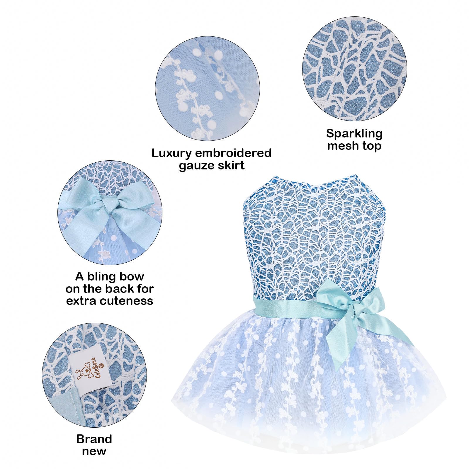 Cutebone Dog Birthday Dress Girl Puppy Skirt Tutu Cat Wedding Outfit Pet Party Clothes For Small Dogs Costume Dd22L