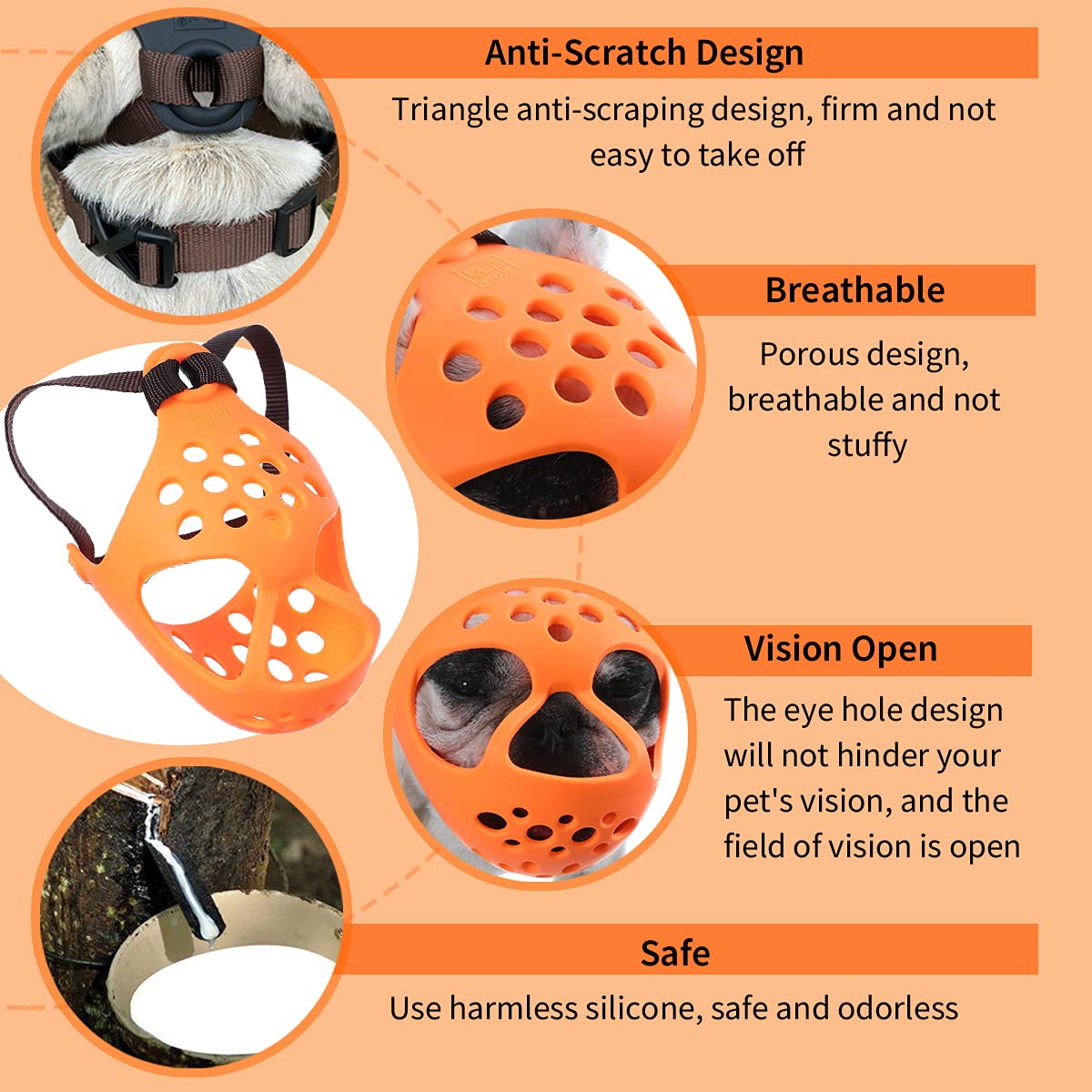 Short Snout Dog Muzzle, Soft Silicone Flat Faced Muzzle For French Bulldog Shih Tzu And Pug For Biting Chewing Licking And Grooming, Allows Panting
