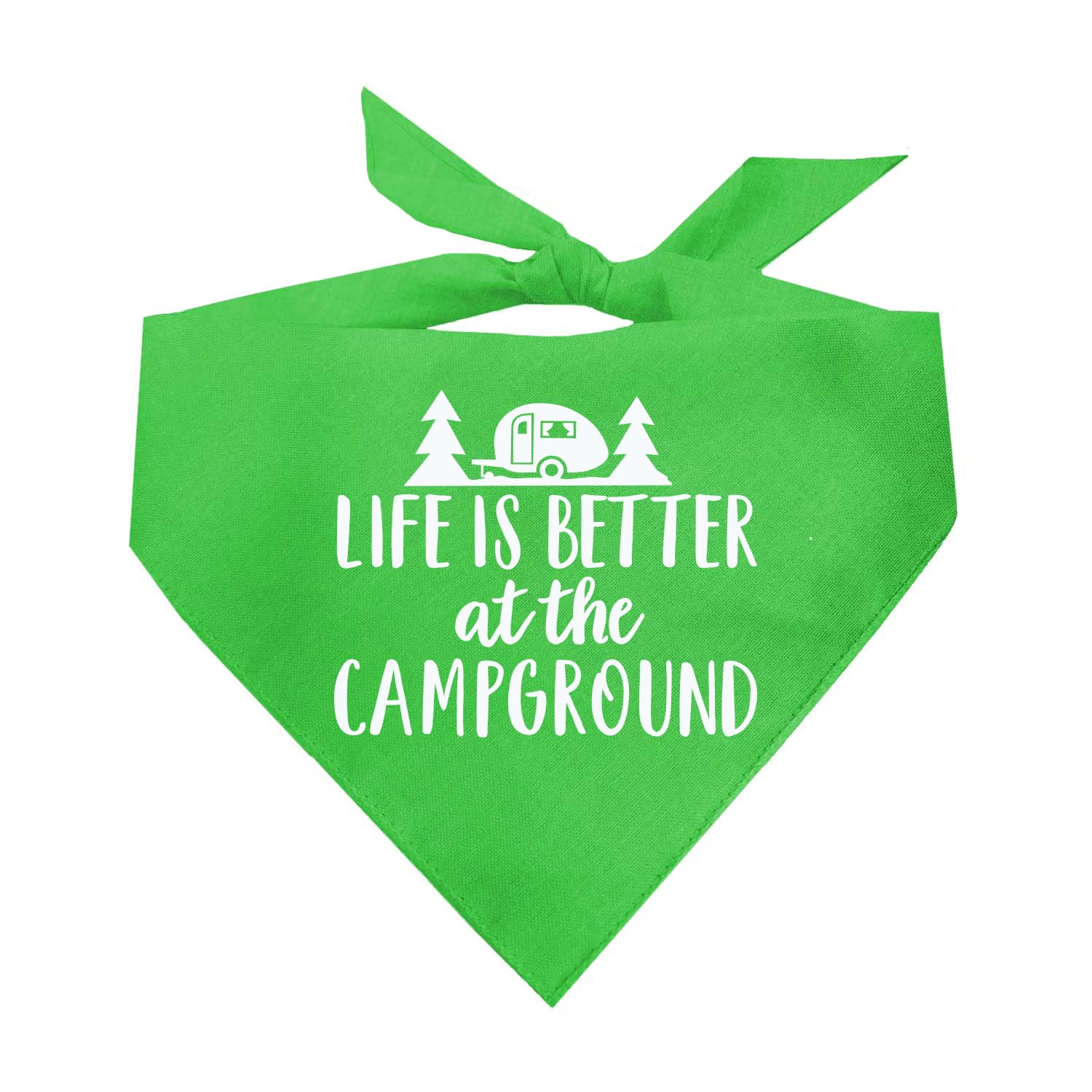 Life Is Better At The Campground Dog Bandana (Lime Green, Os 564)