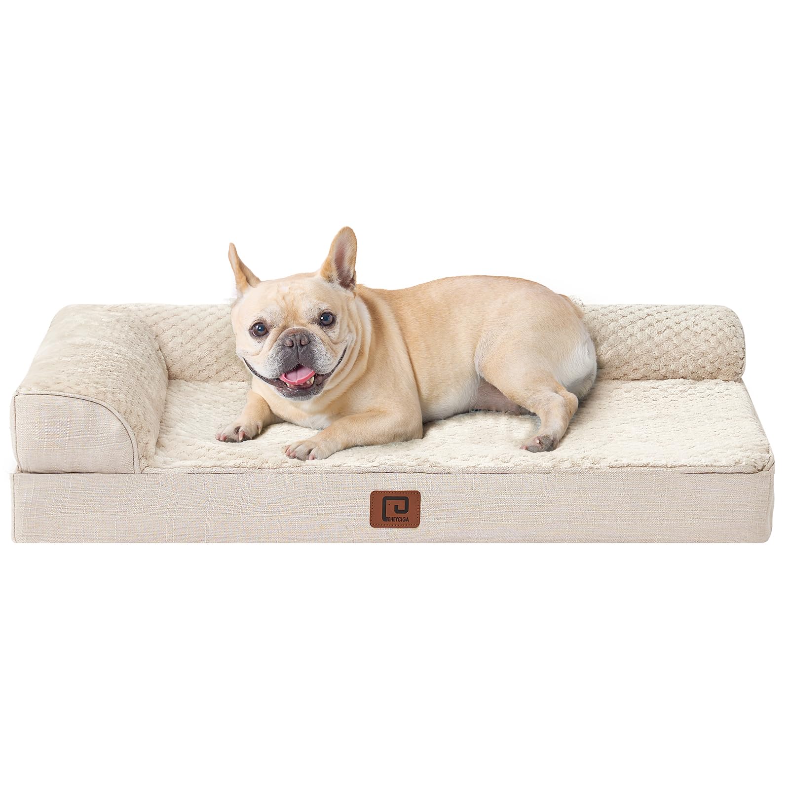Eheyciga Memory Foam Orthopedic Dog Bed Medium Size Dog With Waterproof Lining, Washable Dog Couch Bed With Removable Cover And Nonskid Bottom For Crate Pet Sofa Bed, 30X20 Inches, Beige