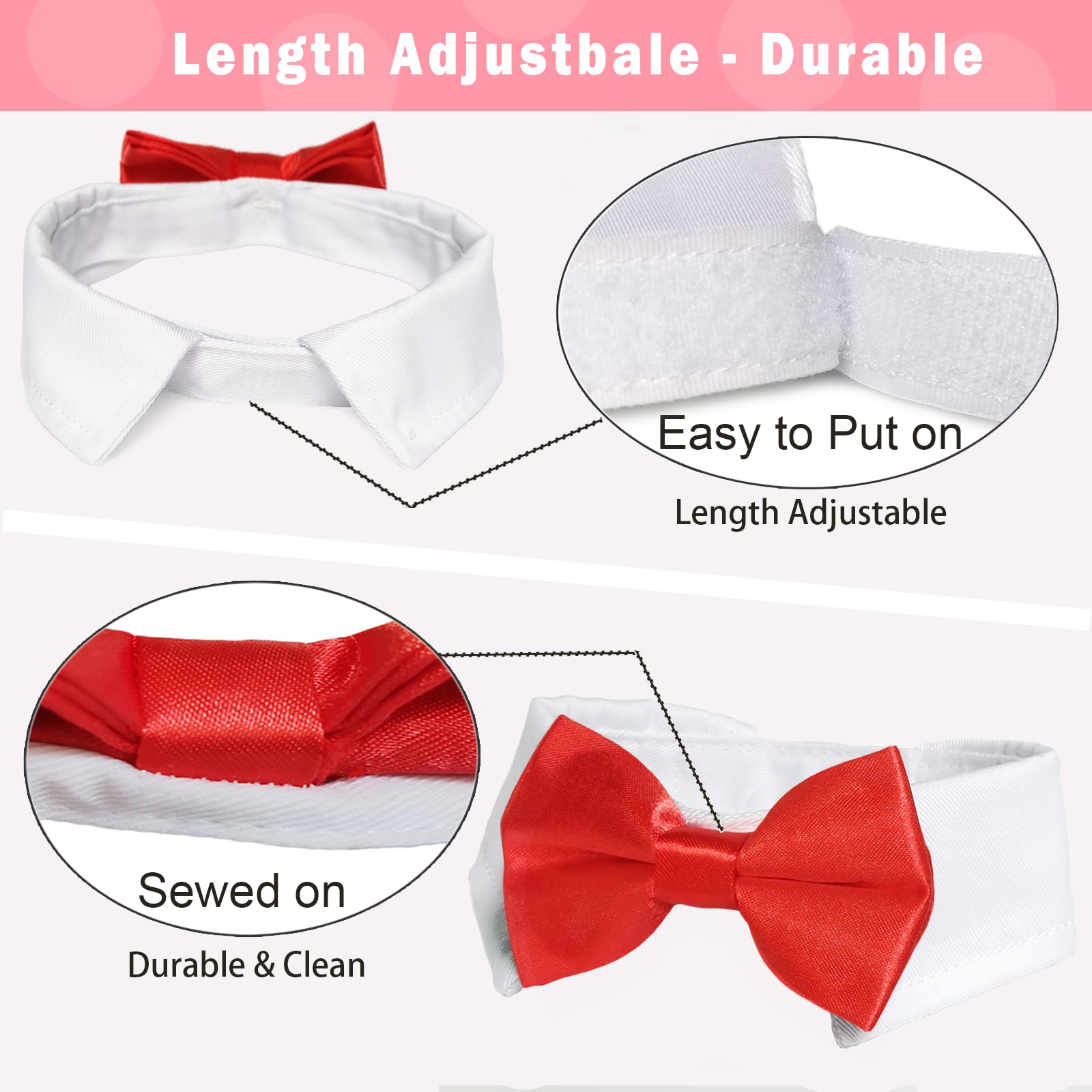 Dog Bowtie, Koolmox Dog Bow Tie Handcrafted Adjustable Formal Pet Red Bowtie Collar Neck Bow For Dogs Medium To Large Boy Tuxedo