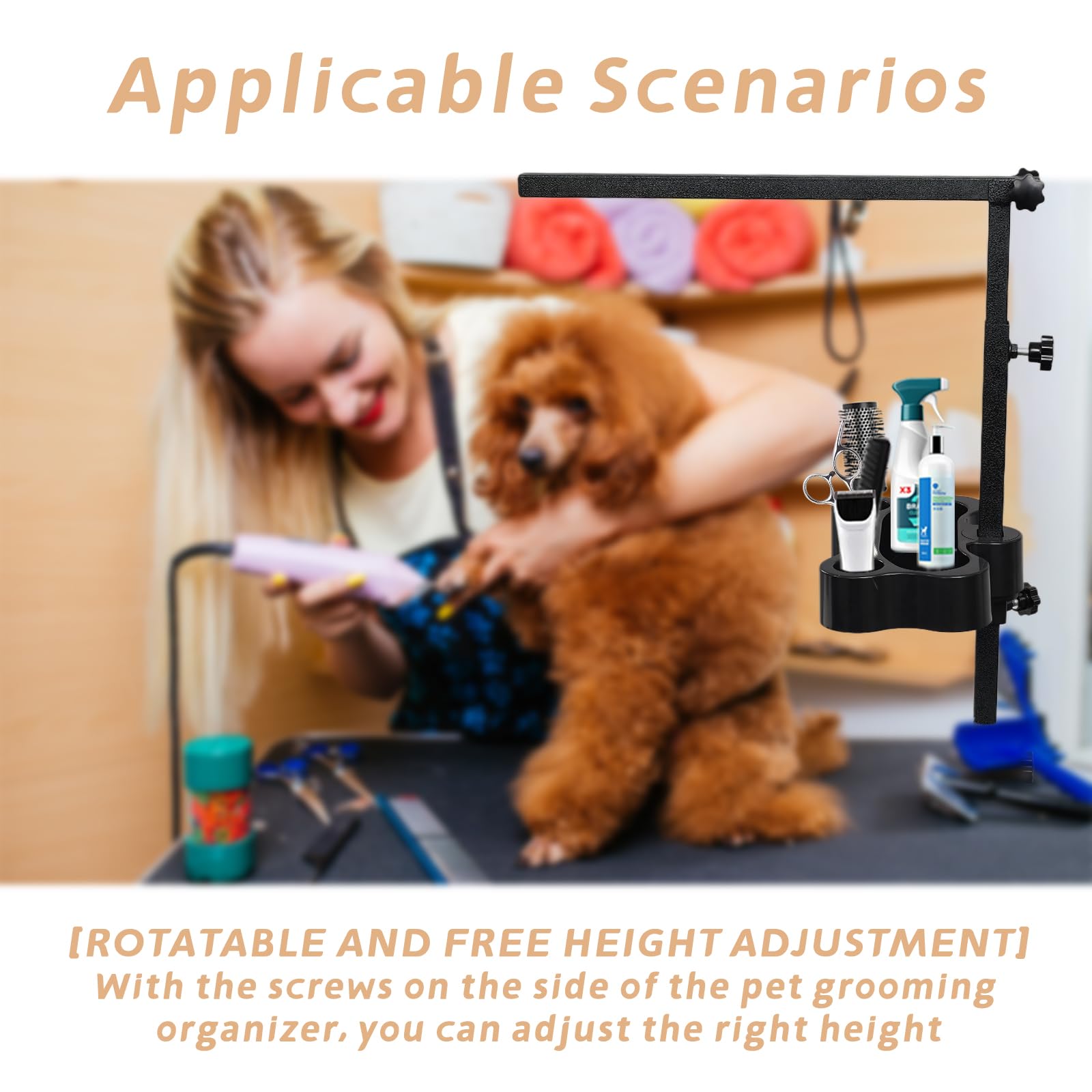 Huioqwe Dog Grooming Organizer, Beauty Tools Organizer Pet Grooming Storage, Table Accessories,Suitable With Pet Grooming Table