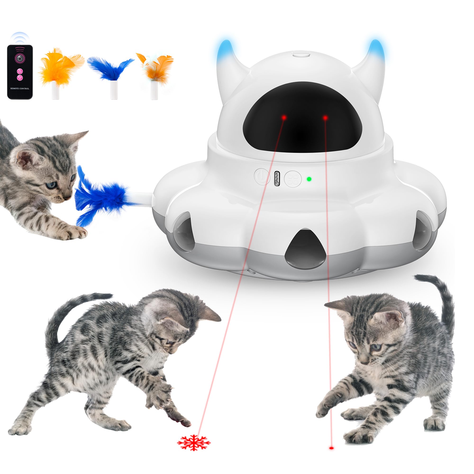 Cosicosy 2-in-1 Interactive Cat Toys for Indoor Cats, Automatic Cat Toy with 7 Holes Mice Whack A Mole Moving Feather, Smart Cat