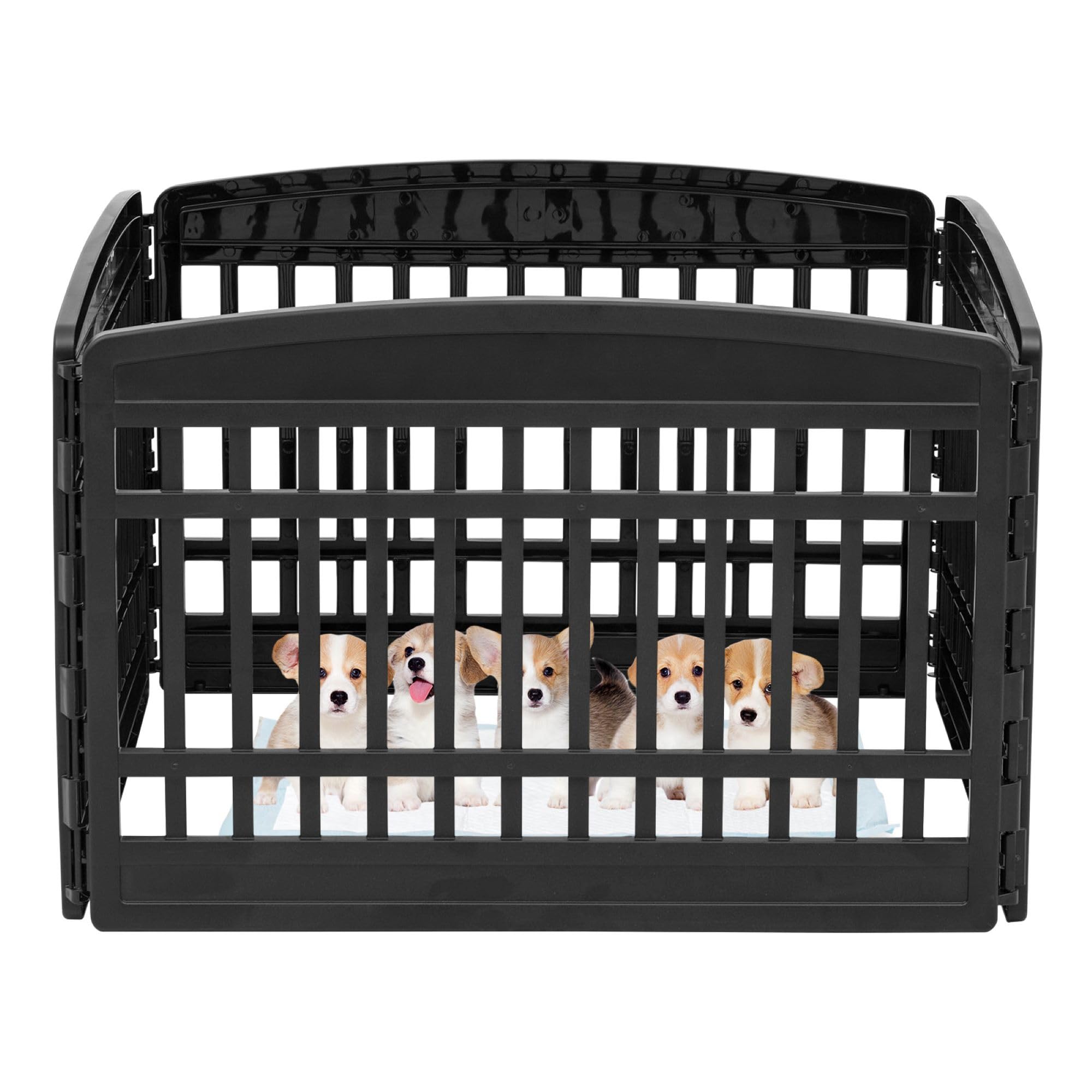 Iris Usa 24'' 4-Panel Puppy Playpen, 35 X 35 X 24, Dog Playpen, Dog Play Pen Indoors, Pet Fence, Small Pets, Black