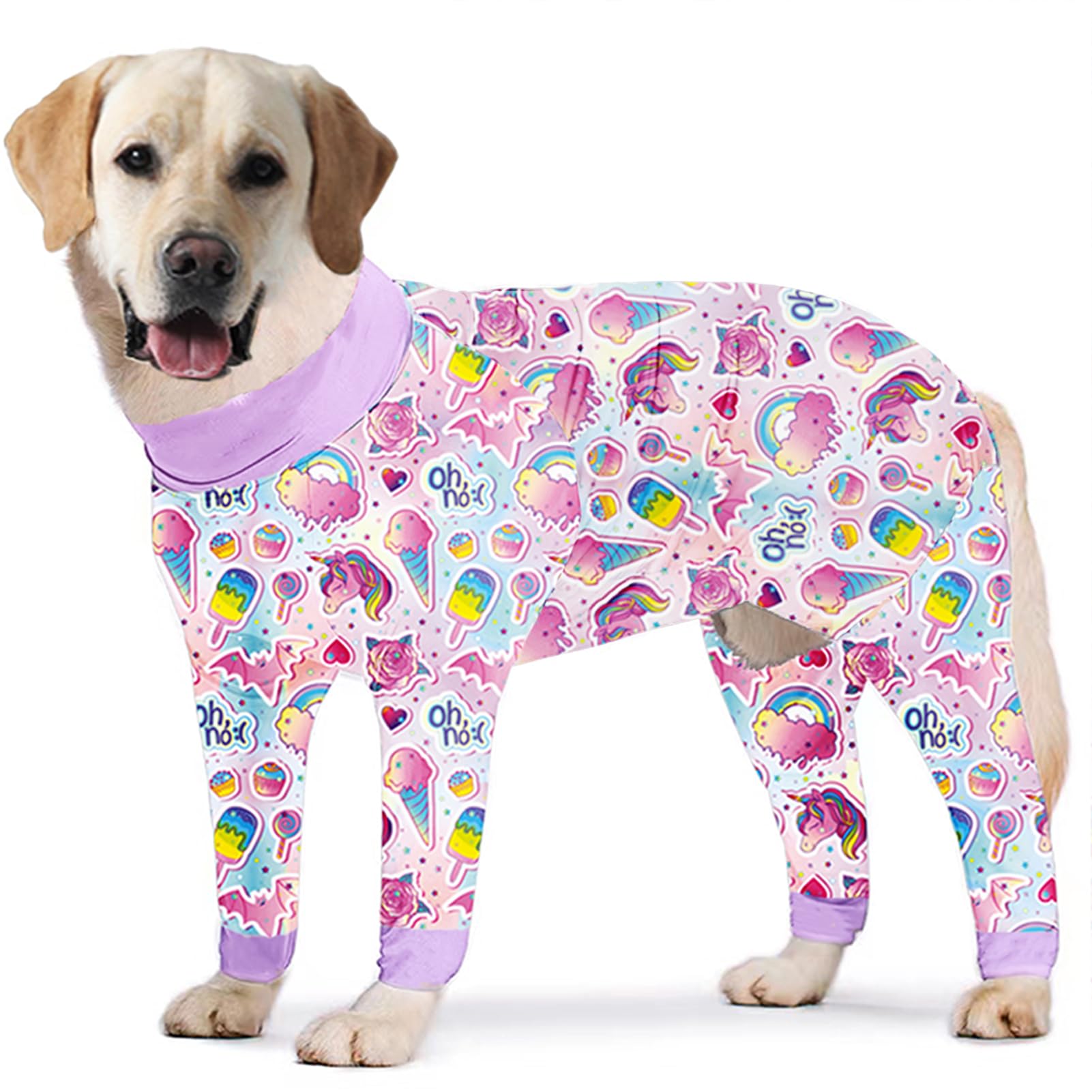 Pripre Dogs Surgery Recovery Suit Ice Cream Candy Printed Long Sleeve Shirts Soft Pajamas Onesie Jumpsuit Prevent Licking Dogs S