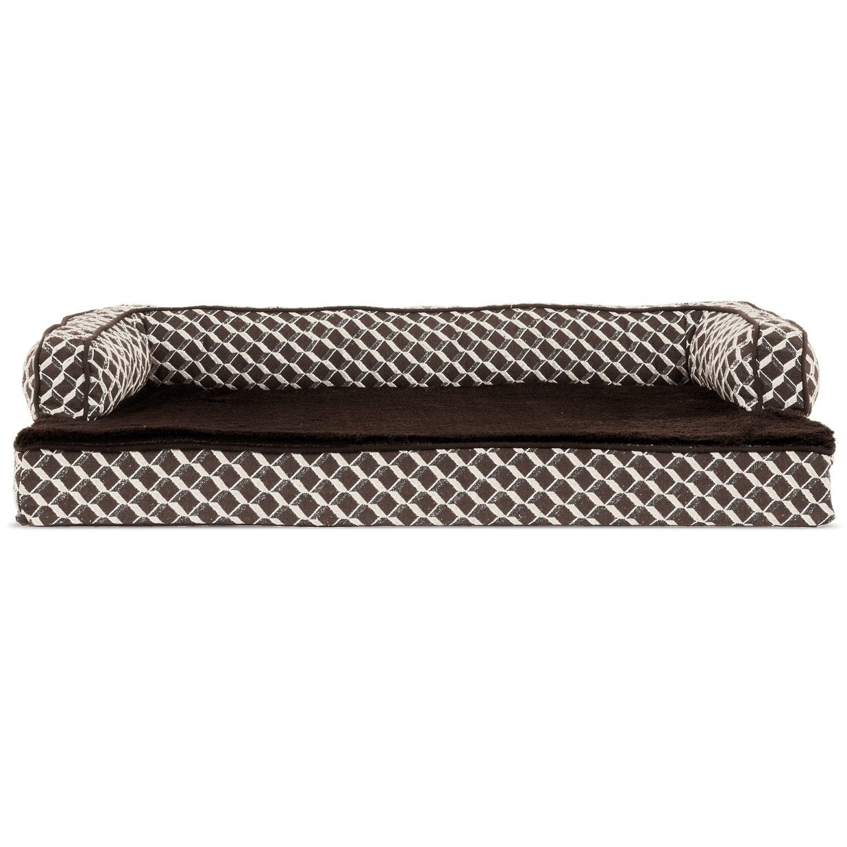 Furhaven Memory Foam Dog Bed for Large Dogs w/ Removable Bolsters & Washable Cover, For Dogs Up to 95 lbs - Plush & Woven Decor