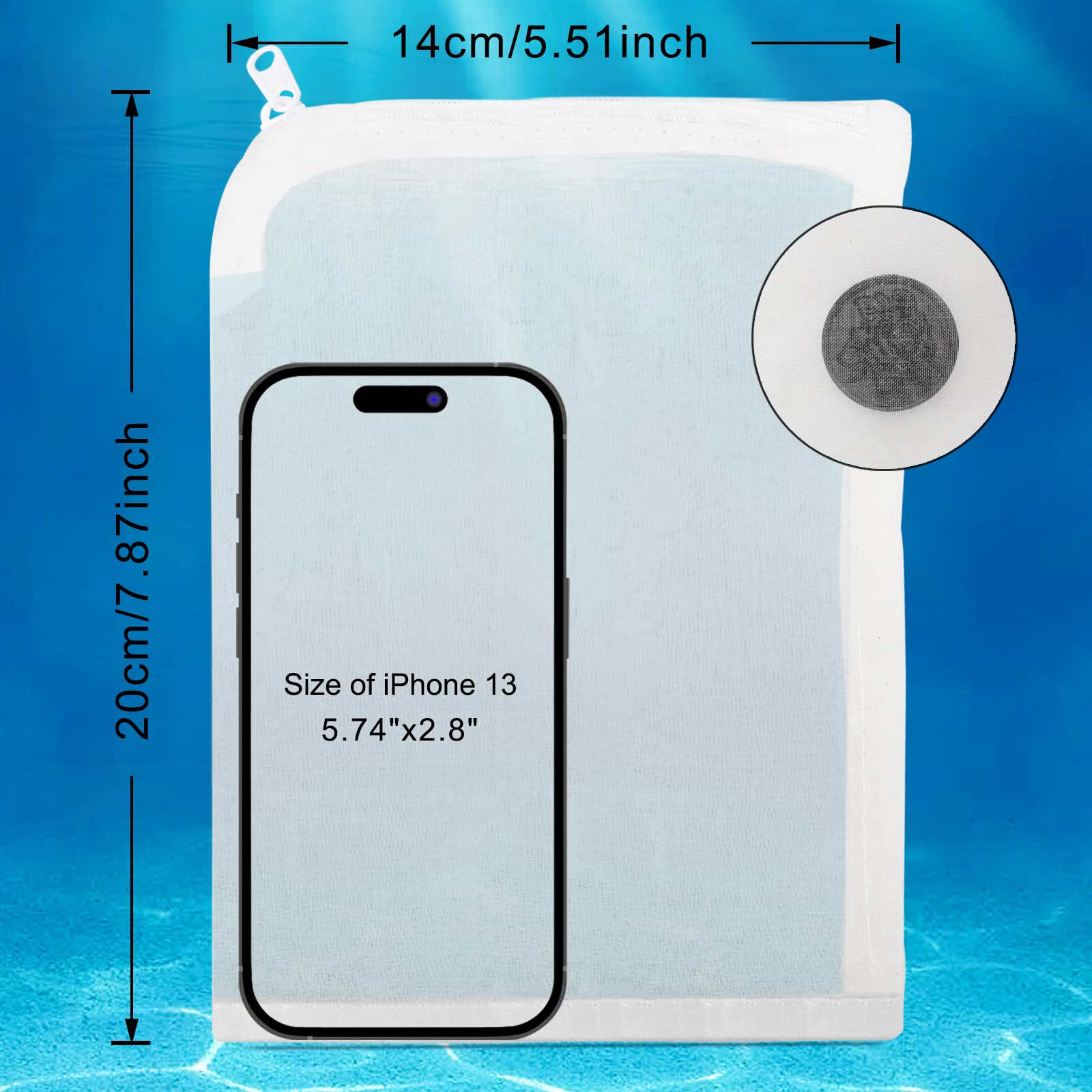 Segarty Aquarium Filter Bags High Flow, 10 Pack 0.15Mm Mesh Bag 7.7 X 6 Inch Reusable White Nylon Media Net Bags With Plastic Zi