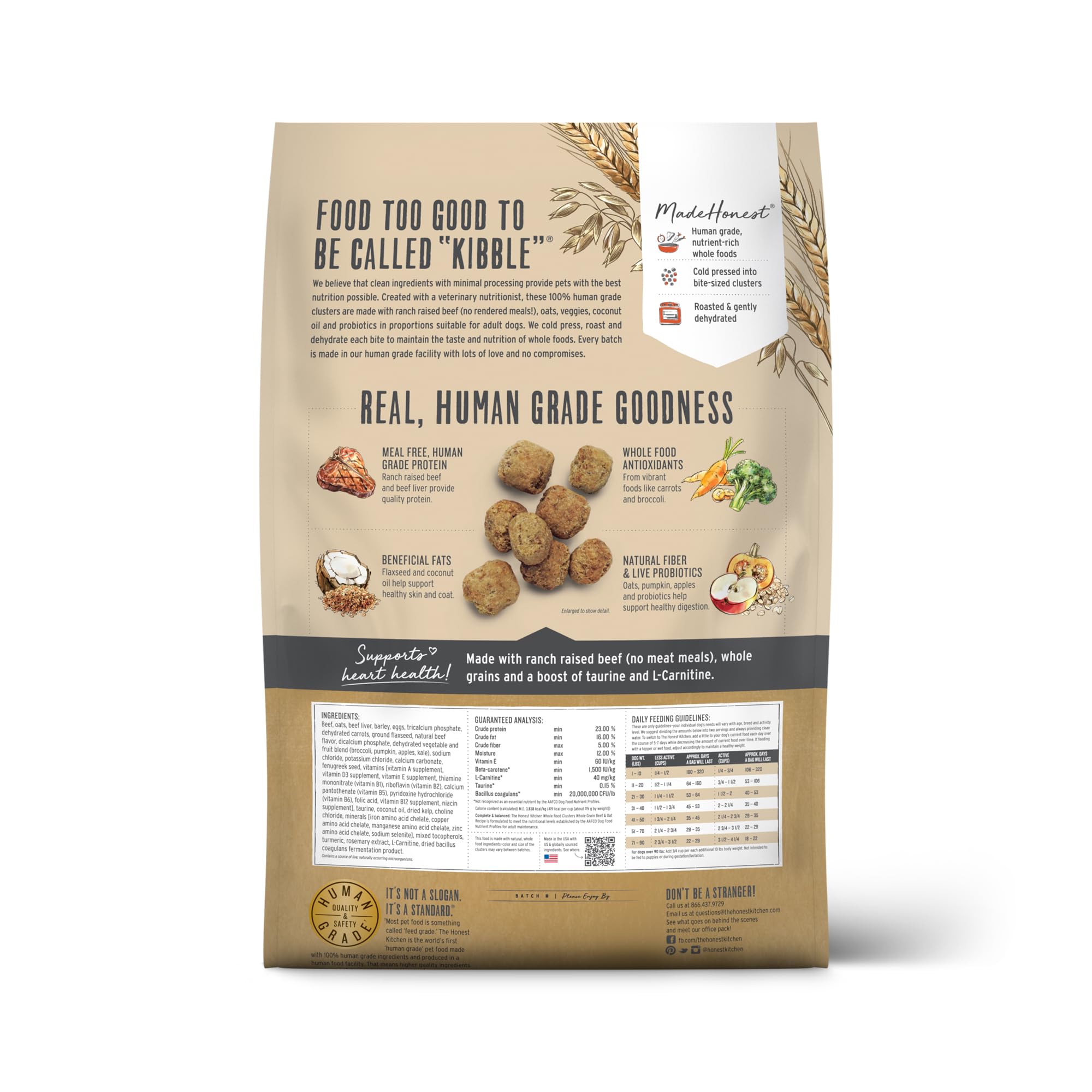 The Honest Kitchen Whole Food Clusters Whole Grain Beef & Oat Dry Dog Food, 20 lb Bag