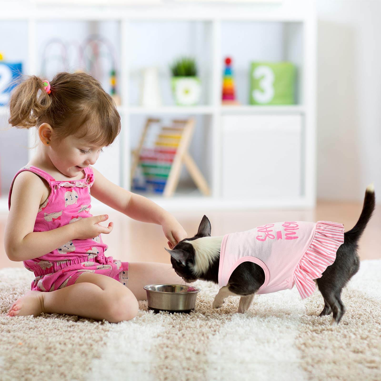 Weewooday 4 Pieces Pet Dress Shirt Cute Dog Sundress Printed Dog Princess Dress Puppy Summer Apparel Clothes Pet Skirt Shirt With Ruffles Cloth For Small Dogs Cats Puppy(M)