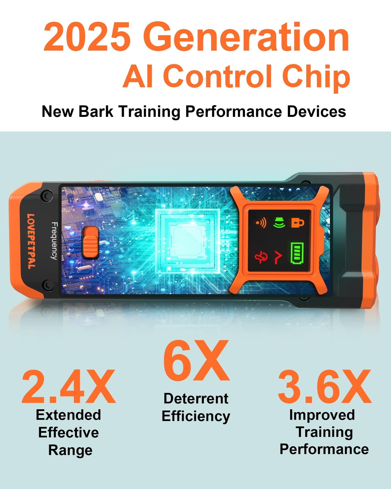 LOVEPETPAL Dog Training Bark Deterrent Device XP-20, Orange, Anti-Barking with HD Display & LED Flashlight, Ultrasonic Stopper