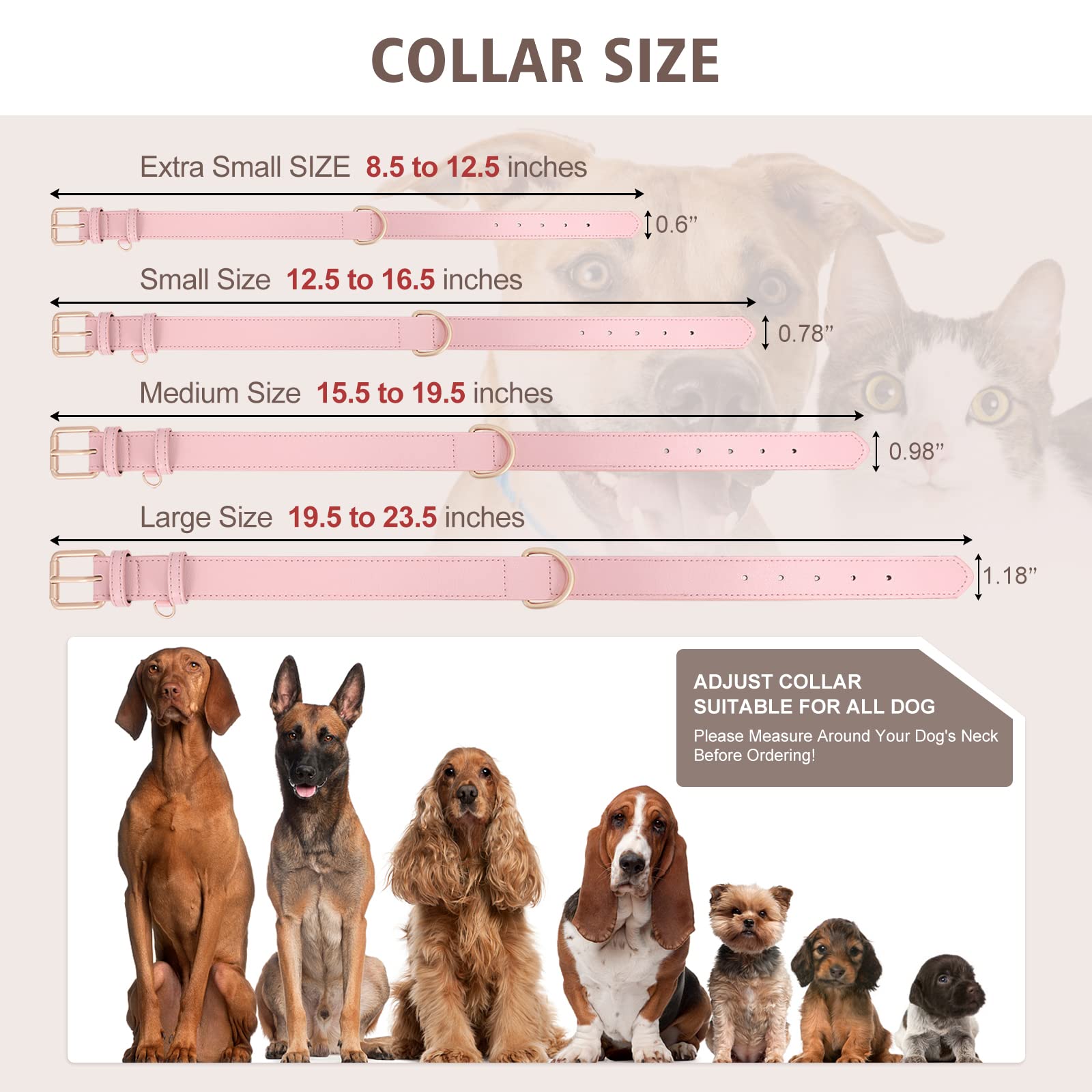 Wlixpbb Airtag Leather Dog Collar For Small Medium Large Dog Adjustable Soft Padded Air Tag Puppy Collar Heavy Duty Metal Buckle