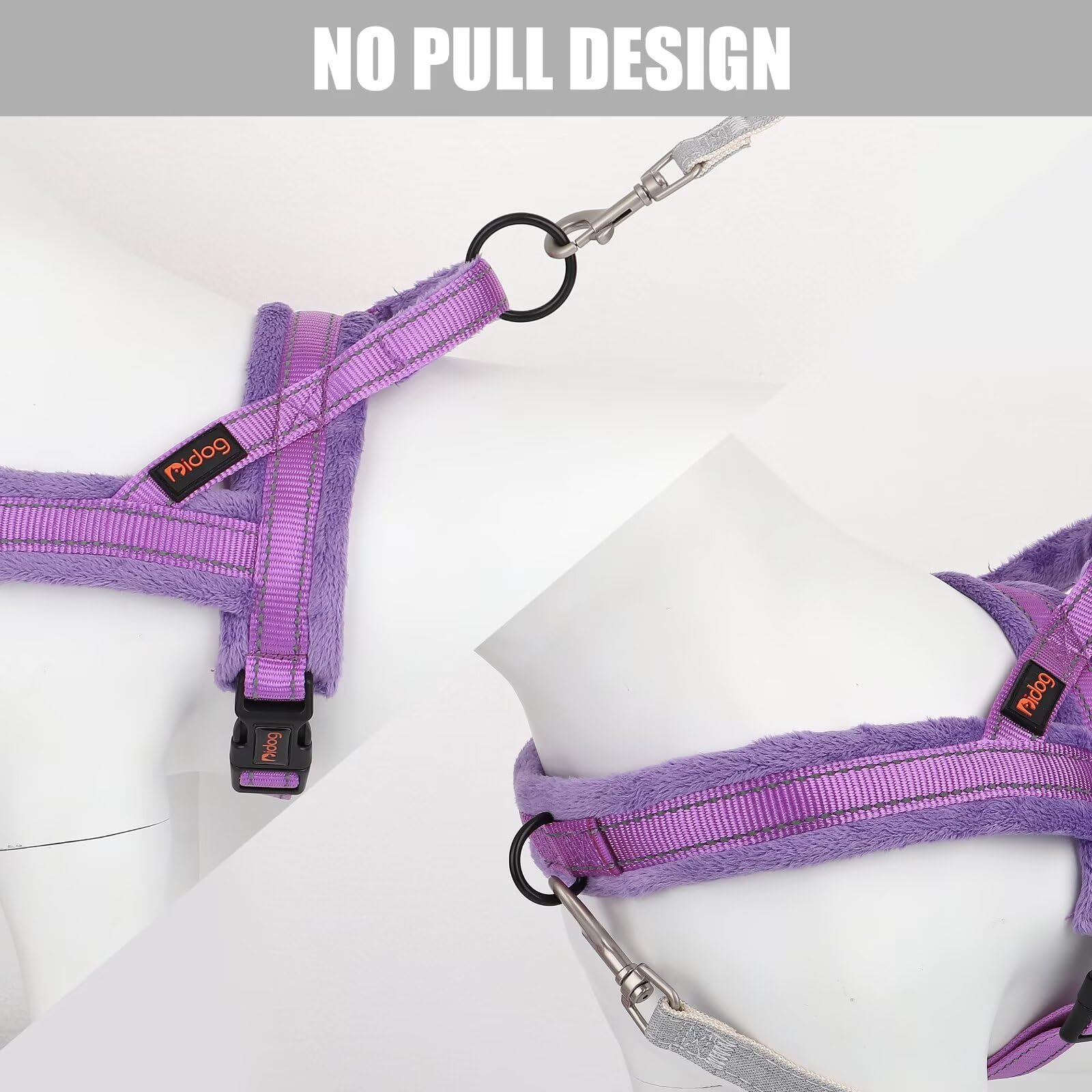 Didog Soft Flannel Padded Dog Vest Harness,Escape Proof/Quick Fit Reflective Dog Strap Harness, Easy For Training Walking(L:Ches